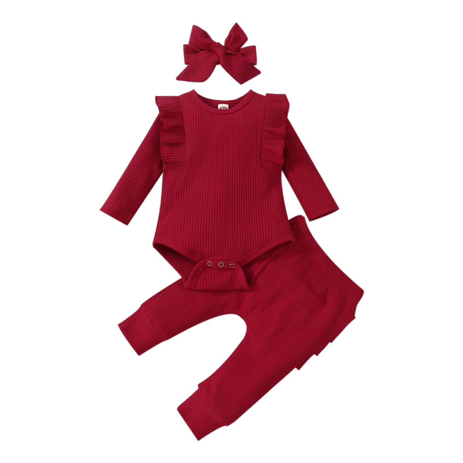 Newborn Baby Girl Clothes Set - Cute Infant Ruffled Sleeve Romper Outfits for Toddlers | Perfect for Photoshoots, Birthday Parties & Daily Wear