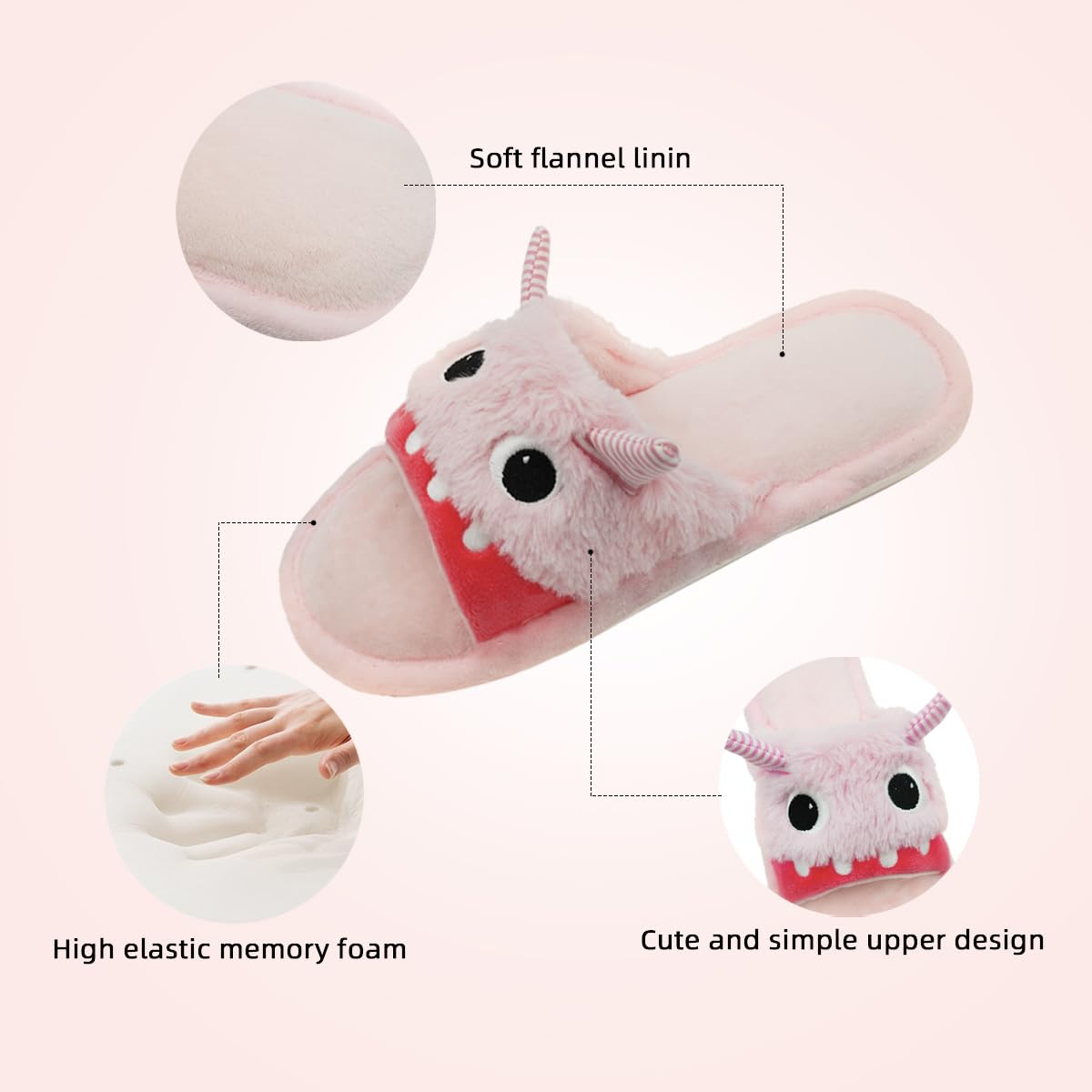 VRPQ Halloween Monster Slippers for Women - Cute Open Toe House Slippers with Memory Foam | Cozy Indoor Footwear for Christmas Gifts, Parties & Home Relaxation