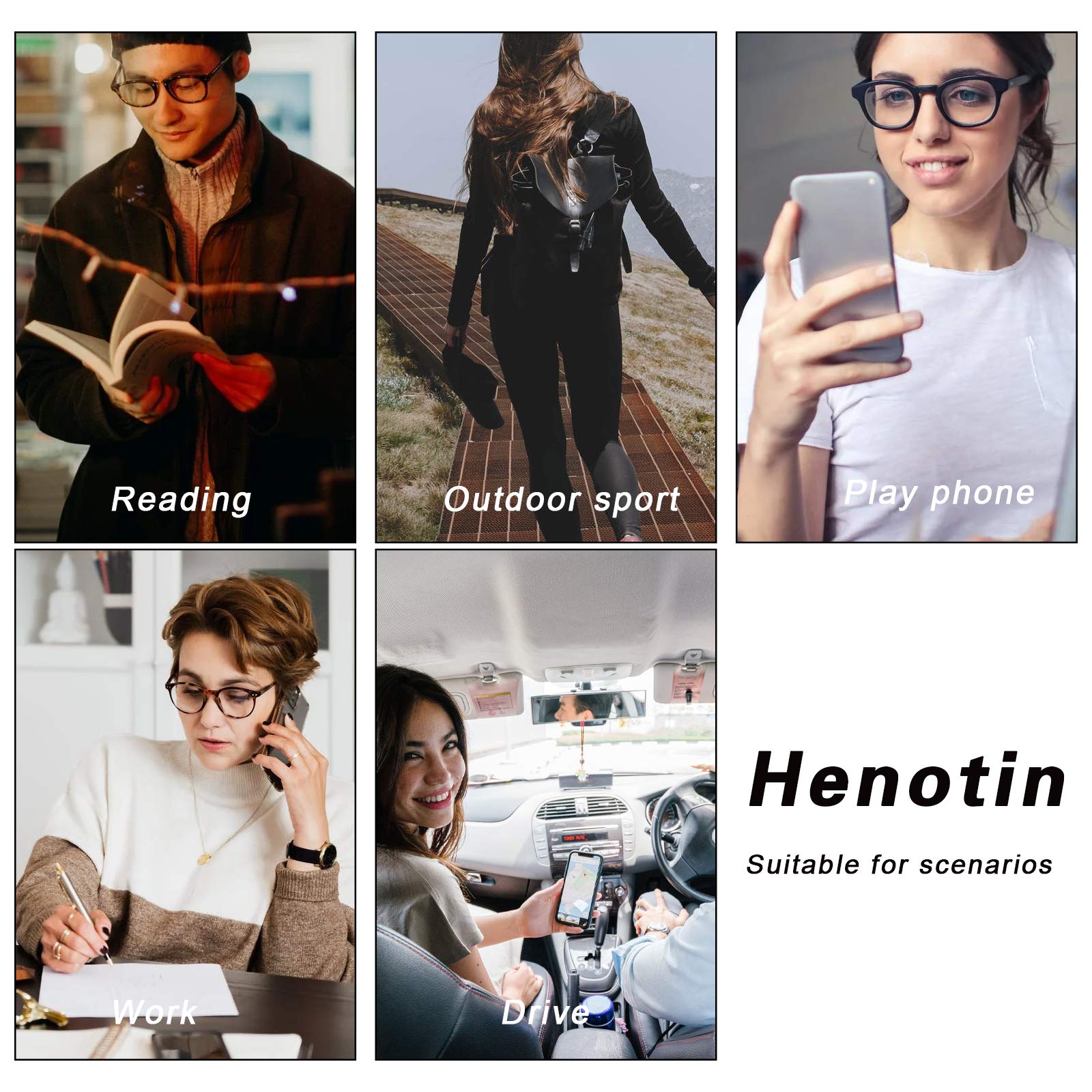 Henotin 3 Pack Blue Light Blocking Reading Glasses - Anti UV Computer Readers with Spring Hinge for Men & Women (Mixed Color, 0.75 Magnification) - Perfect for Office Work, Gaming & Screen Time Protection