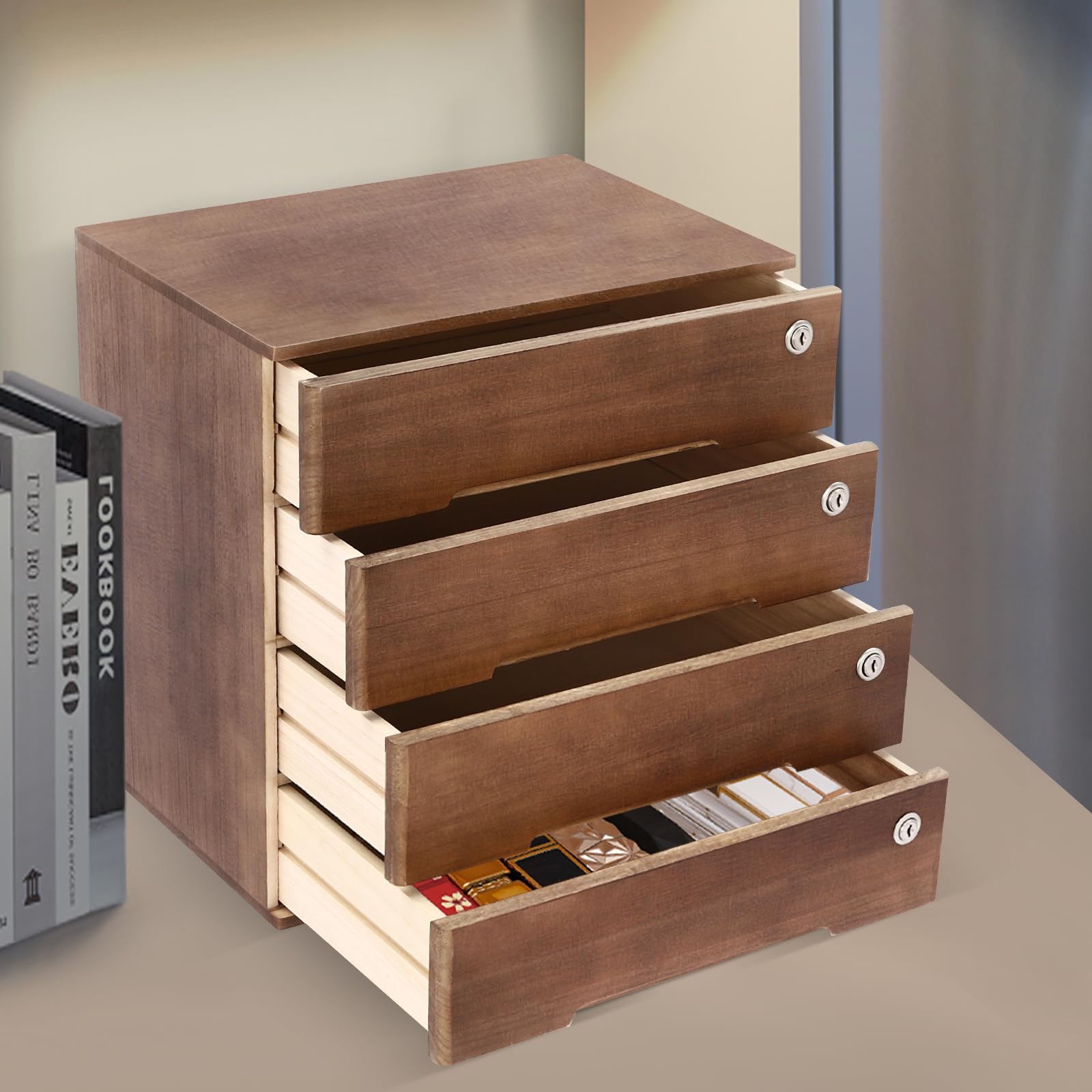 Lockable Wooden File Cabinet for Office - 15.75