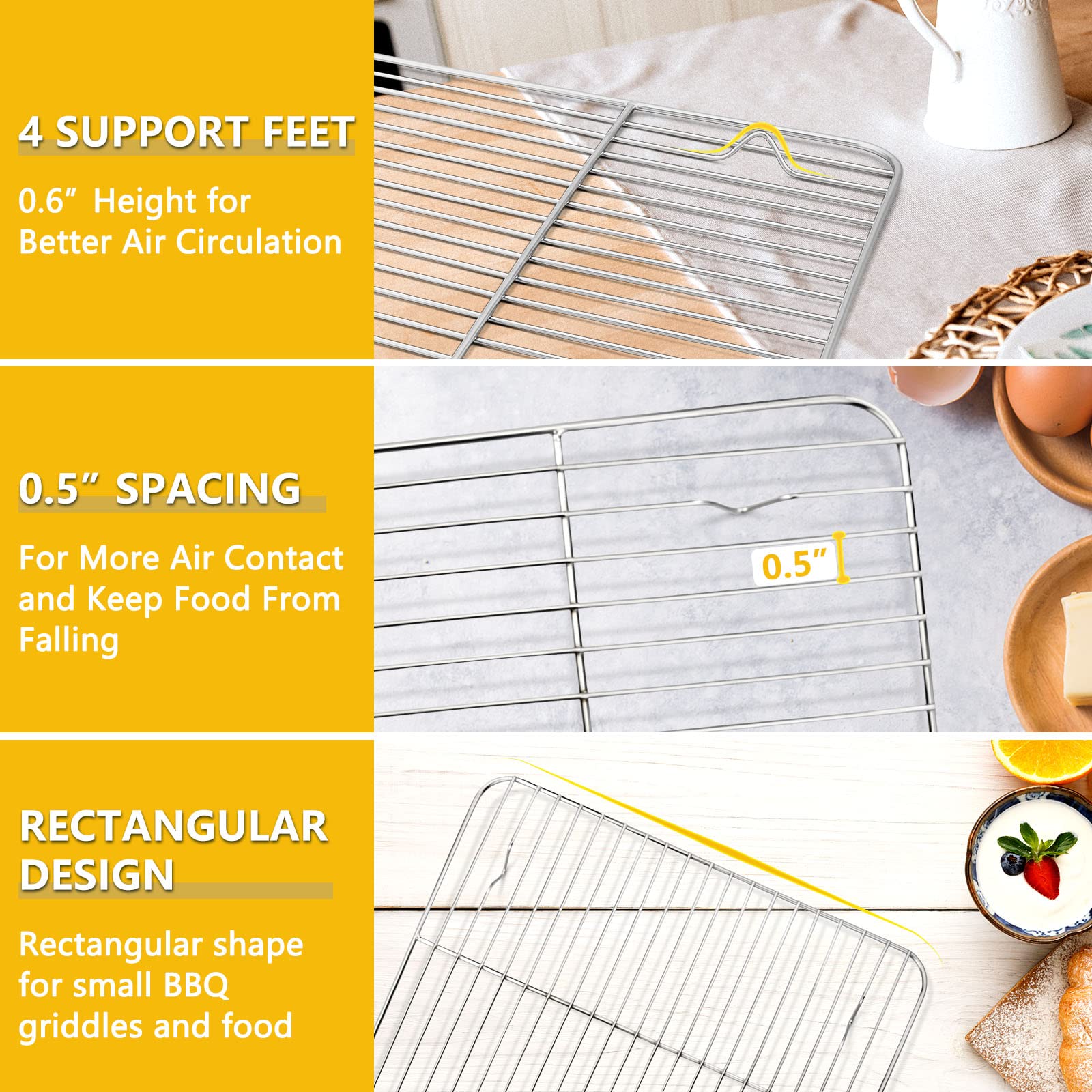 Leonyo 13-Inch Rectangular Basting Cover with 11x9-Inch Cooling Rack - Cheese Melting Dome & Wire Rack for Baking, Griddle Accessories with Steam Dome Lids - Perfect for Oven, BBQ, Flat Top Grill Cooking - Ideal for Restaurants, Home Kitchens & Outdoor Cooking
