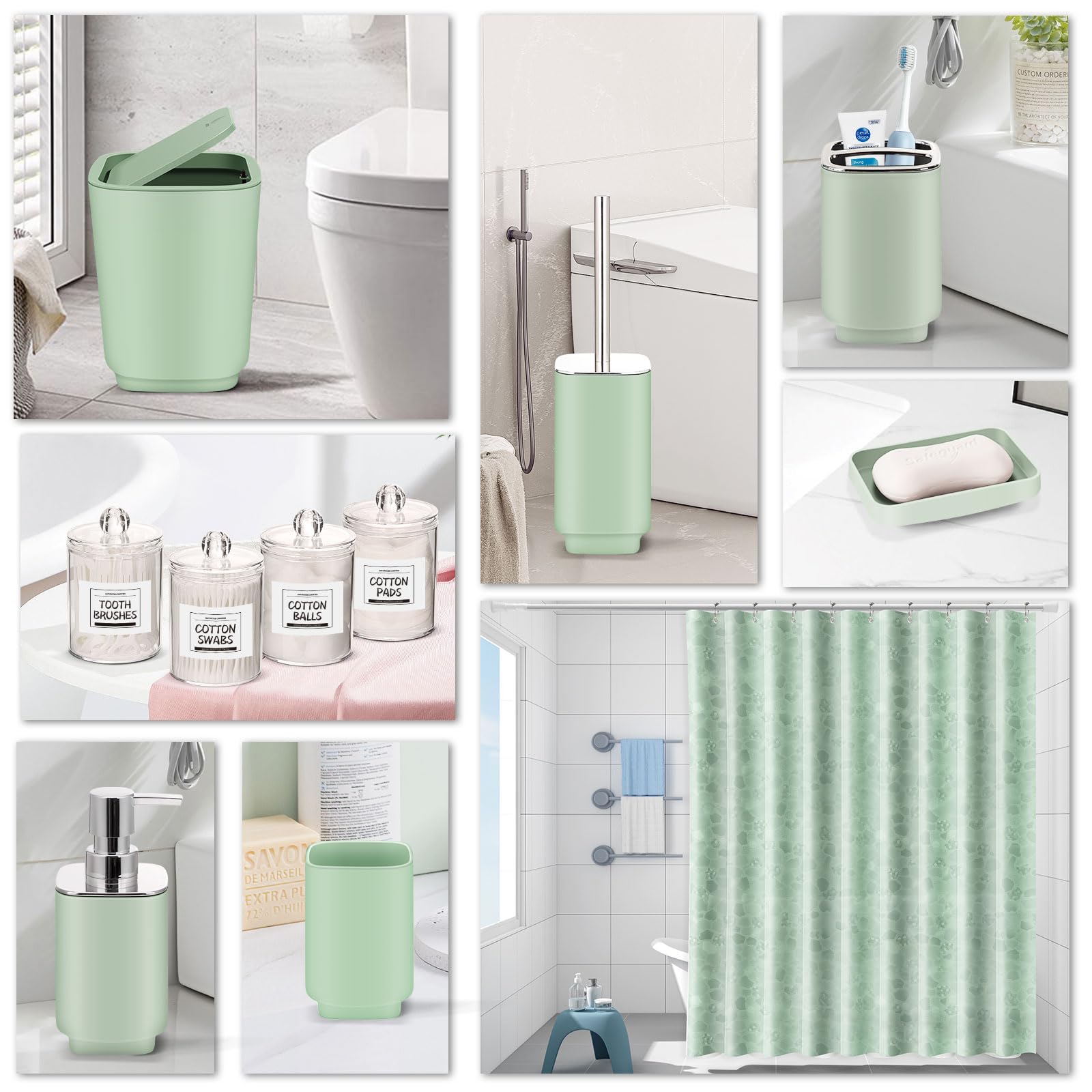 22-Piece Green Bathroom Set with Shower Curtain & Accessories - Perfect for Home Decor & Housewarming Gifts