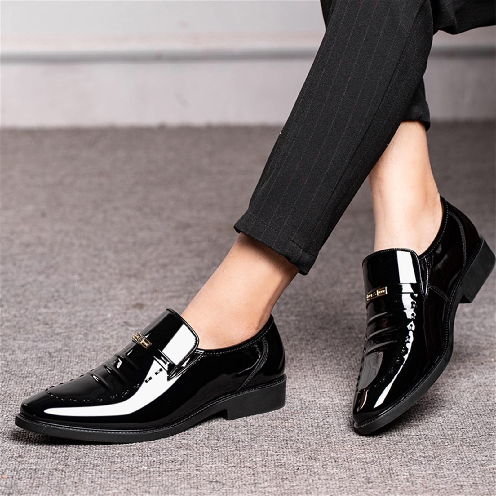 **IQYU Men's Classic Leather Dress Shoes - Elegant Slip-On Boat Shoes & Sneakers for Business, Wedding & Casual Wear**    **Perfect for Office, Formal Events & Everyday Comfort**