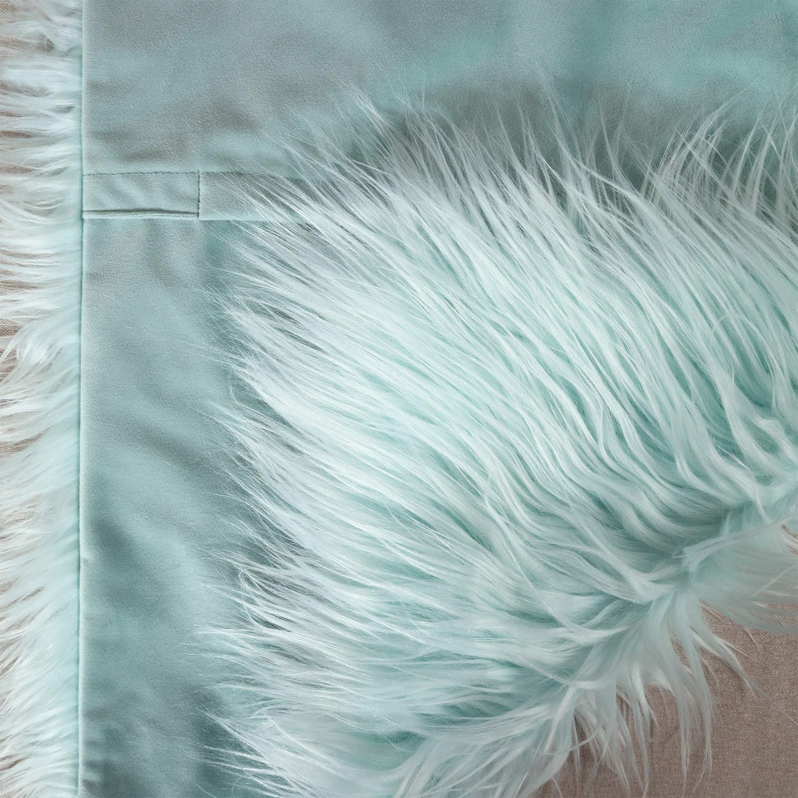 Luxury Faux Fur Throw Pillow Covers 18x18 Inch (45x45cm) - Soft Mongolian Long Fur Square Cushion Covers for Couch, Sofa & Floor - 100% Polyester Home Decor (Light Blue, 2-Piece Set) - Perfect for Living Room, Bedroom & Cozy Home Decor
