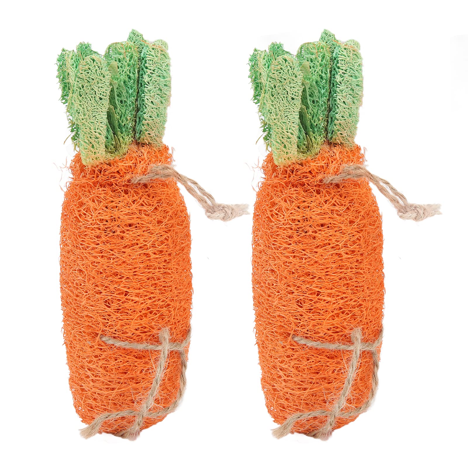 Natural Loofah Rabbit Chew Toys for Small Animals - 2 Pack Dental Treats for Teeth Grinding - Perfect for Bunnies, Guinea Pigs & Hamsters - Promotes Healthy Teeth & Stress Relief