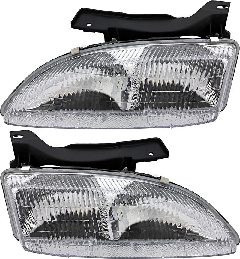 1995-1999 Chevrolet Chevy Cavalier Headlights Replacement Set - Halogen Lamps for Driver & Passenger Side - Perfect for Night Driving & Vehicle Restoration Projects