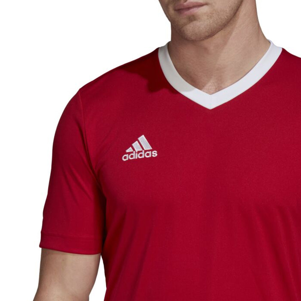 Adidas Youth Entrada 22 Soccer Jersey - Red & White Team Colors - Lightweight Breathable Fabric for Youth Soccer Players - Perfect for Training, Matches & Fan Wear