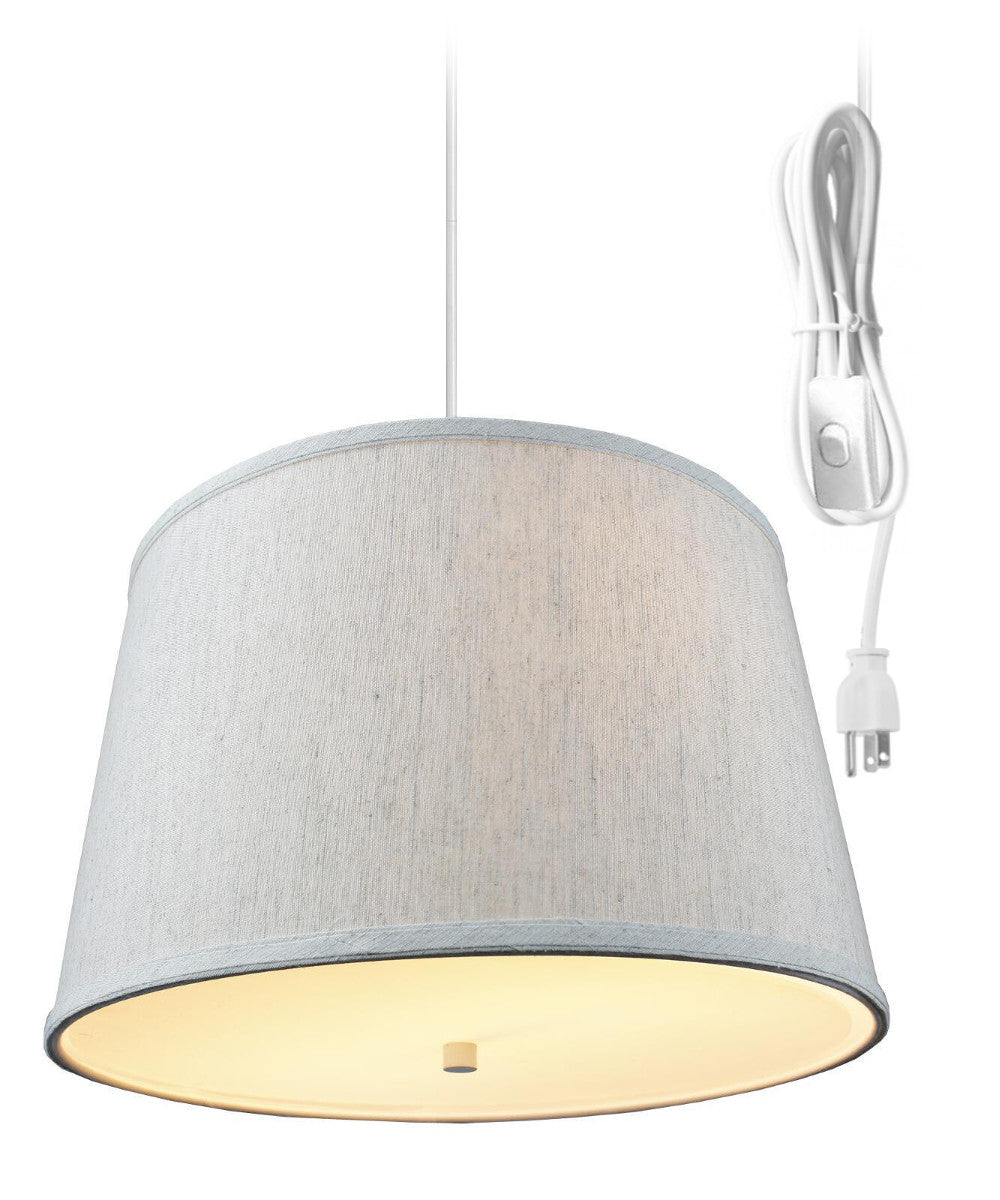 10W 2-Light Plug-In Pendant Light with Diffuser - Textured Oatmeal Finish & White Cord - Perfect for Kitchen Island, Dining Room, or Bedroom Lighting