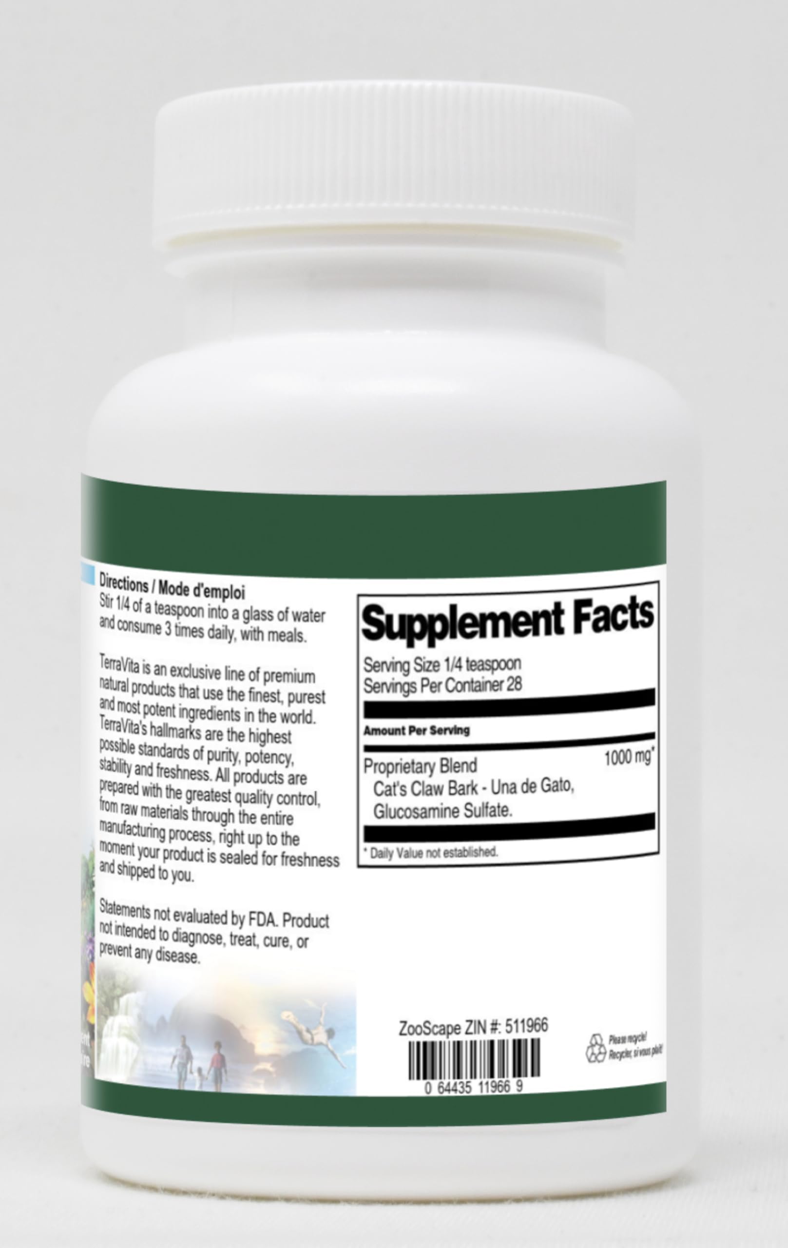 Cat's Claw and Glucosamine Powder for Joint Support - 1 oz (ZIN: 511966) - Natural Supplement for Arthritis & Mobility - Perfect for Active Lifestyles & Senior Pets