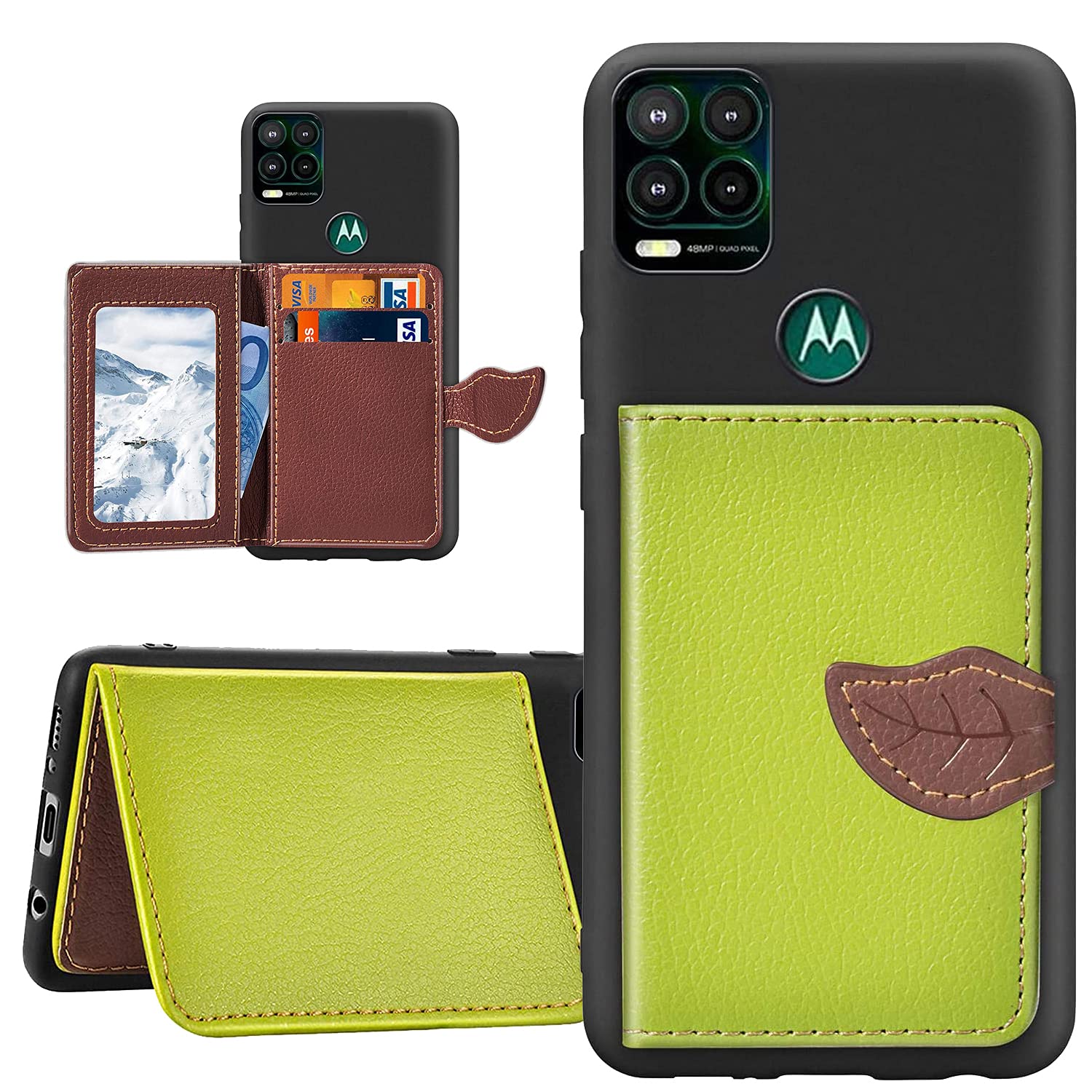 Premium Leather Wallet Case for Motorola Moto G Stylus 5G (2021) - Slim Protective Cover with Card Holder & Kickstand | Shockproof Credit Card Slot Design | Perfect for Women & Girls (Green) | Ideal for Daily Use, Travel & Business Meetings