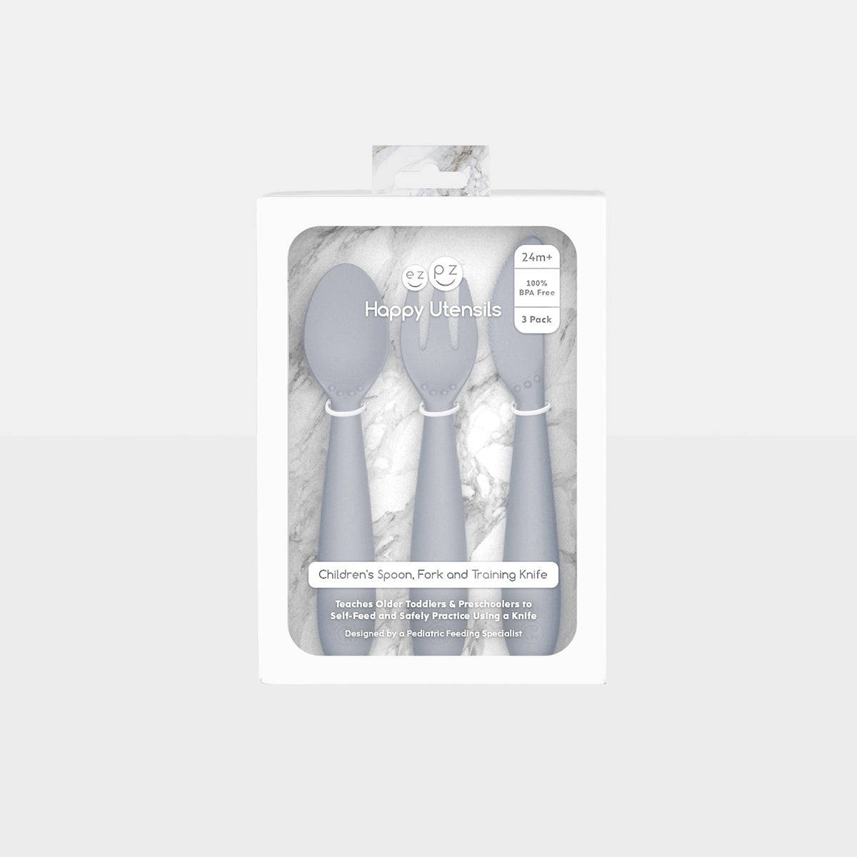 Happy Utensils - BPA-Free Toddler Spoon, Fork & Safe Knife Set for Kids Ages 1-5 | Ergonomic Grip for Easy Self-Feeding | Perfect for Baby-Led Weaning, Daycare & Travel