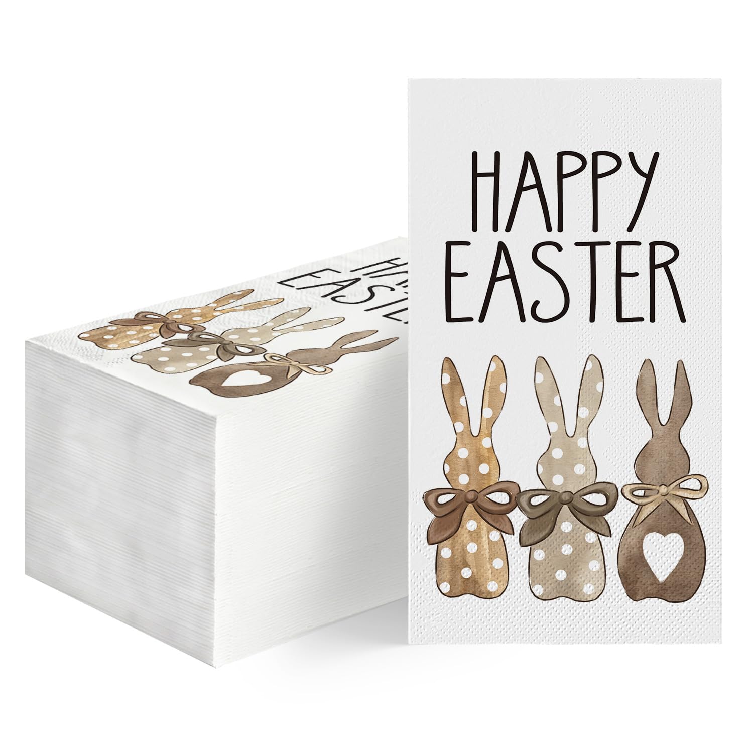 Horaldaily 100-Pack Easter Bunny Disposable Paper Napkins - Decorative Party Guest Hand Towels for Easter Lunch, Dinner, Kitchen & Bathroom | Perfect for Easter Celebrations, Holiday Gatherings & Spring Decor