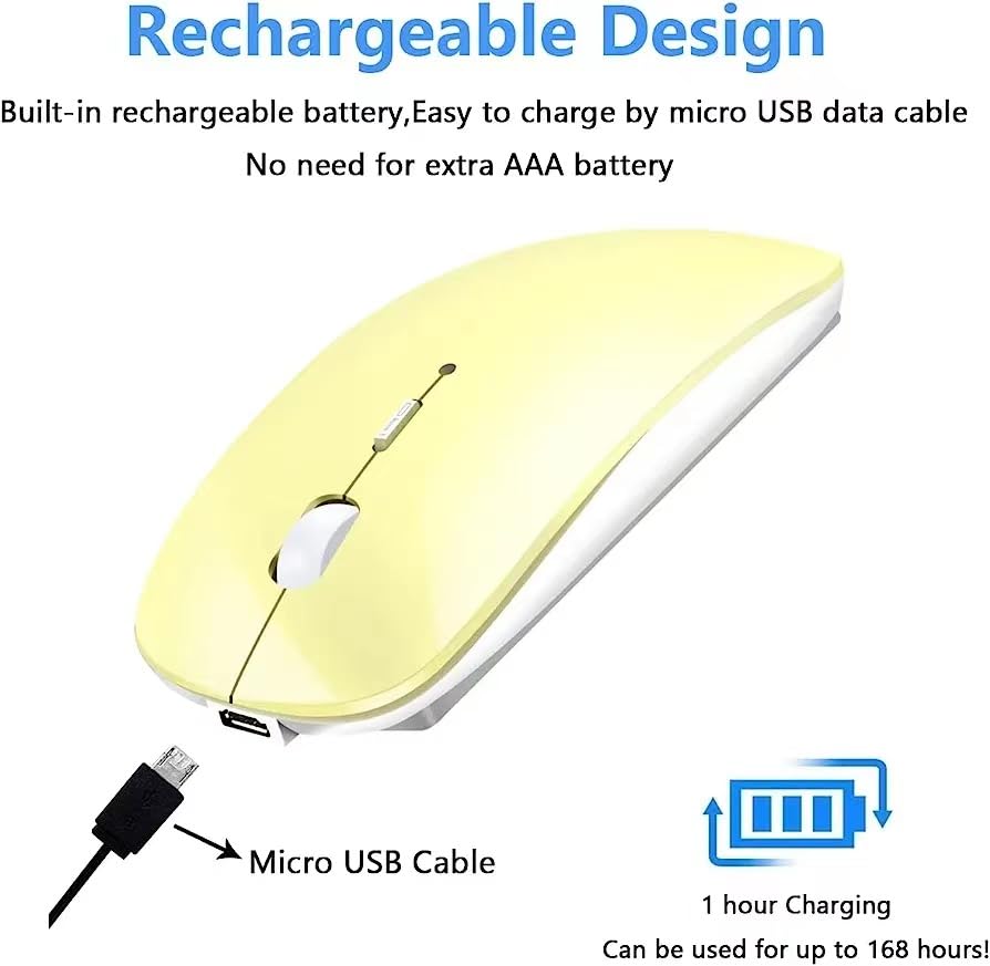 ZERU Rechargeable Bluetooth Mouse - Wireless Mouse for MacBook Pro/Air, Laptop, PC & Computer - Ergonomic Design with Long Battery Life - Perfect for Office, Travel & Home Use