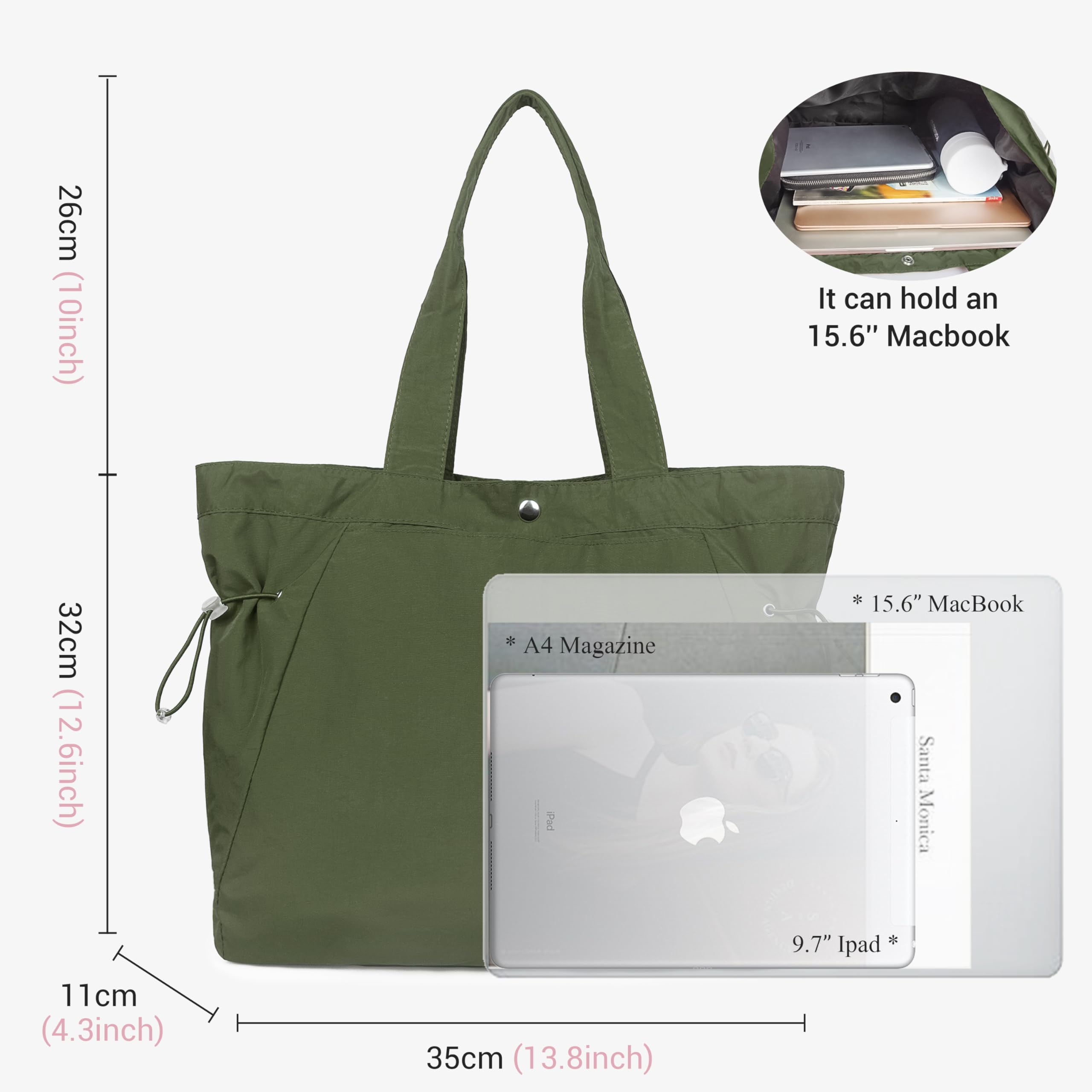 VOLGANIK ROCK Large Tote Bags for Women - Lightweight Shoulder Bag, Gym Bag, Beach Tote & Travel Handbag - Perfect for Work, Shopping, Yoga and Vacation Essentials