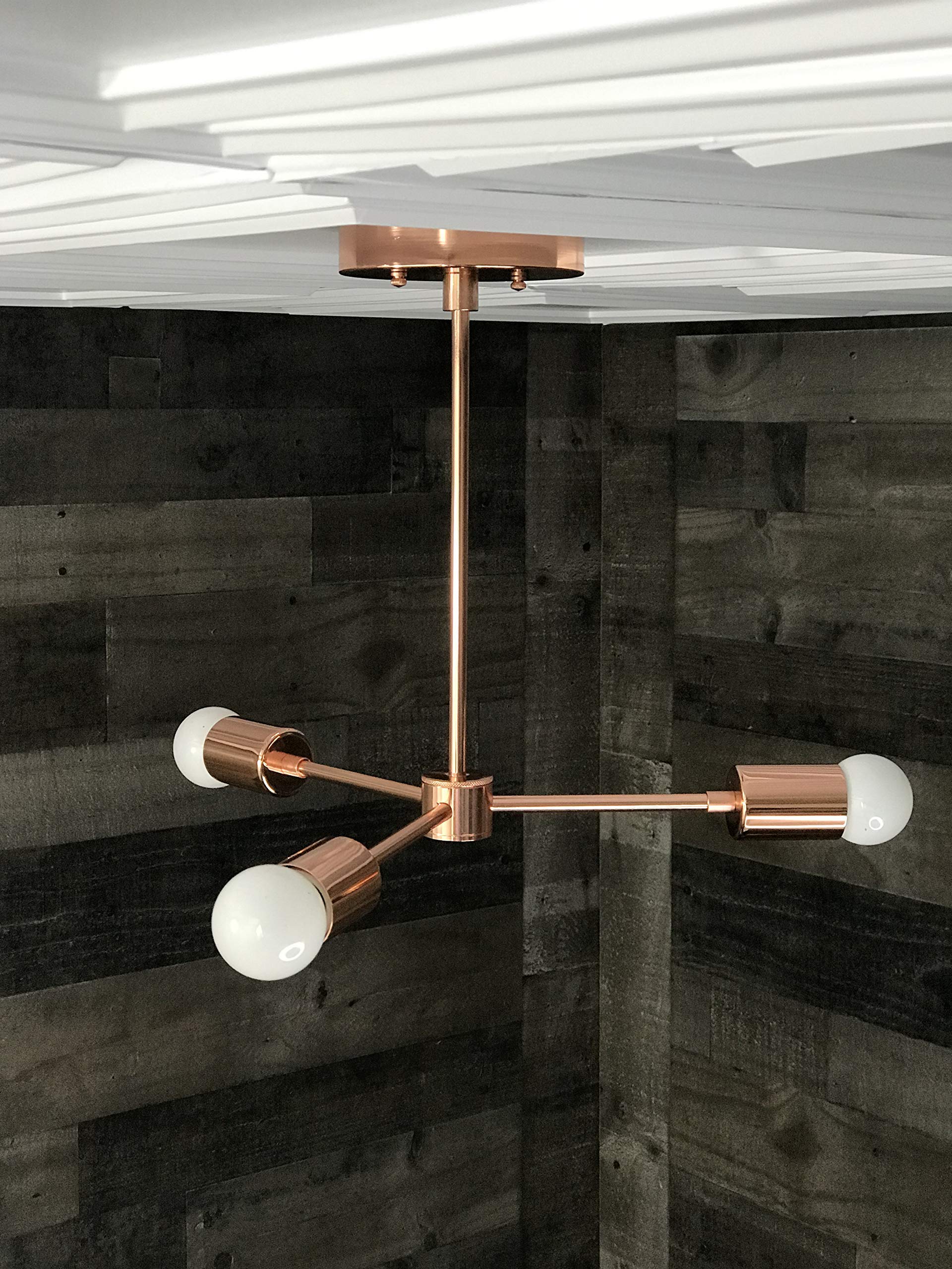 Atlas Modern Chandelier - 3 Light Sputnik Mid Century Industrial Ceiling Fixture for Dining Room, Living Room & Bedroom Lighting