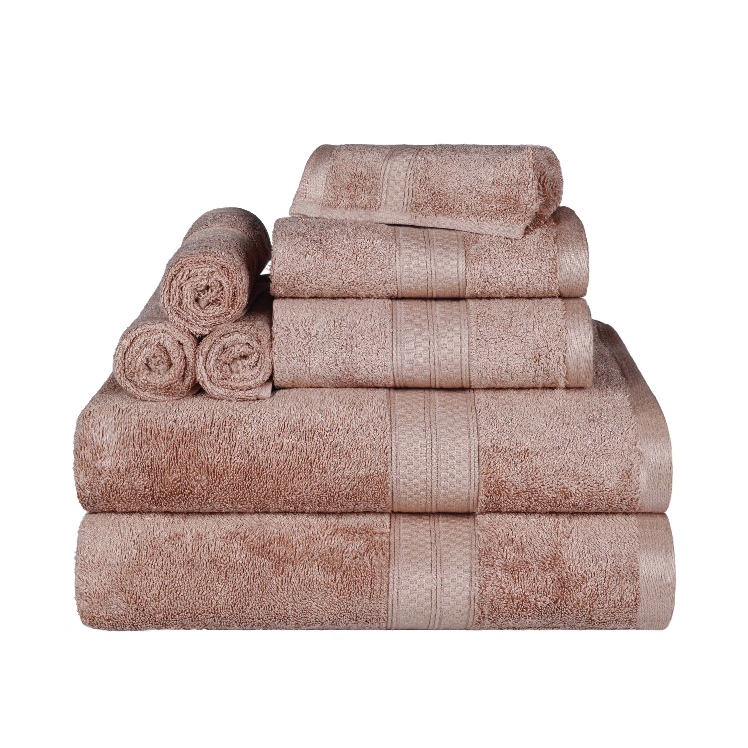 Ultra Soft Rayon Bamboo Cotton Blend 8-Piece Towel Set | Luxury Bath & Beach Towels for Spa, Pool & Home Use