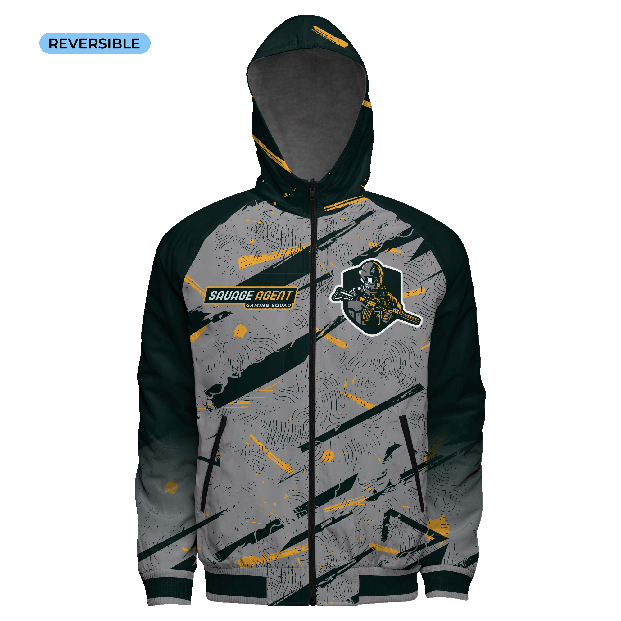 Reversible Hoodie Jacket for Men & Women - Cotton Fleece & Waterproof Nylon with Zipper - Perfect for Outdoor Activities, Travel, and Casual Wear