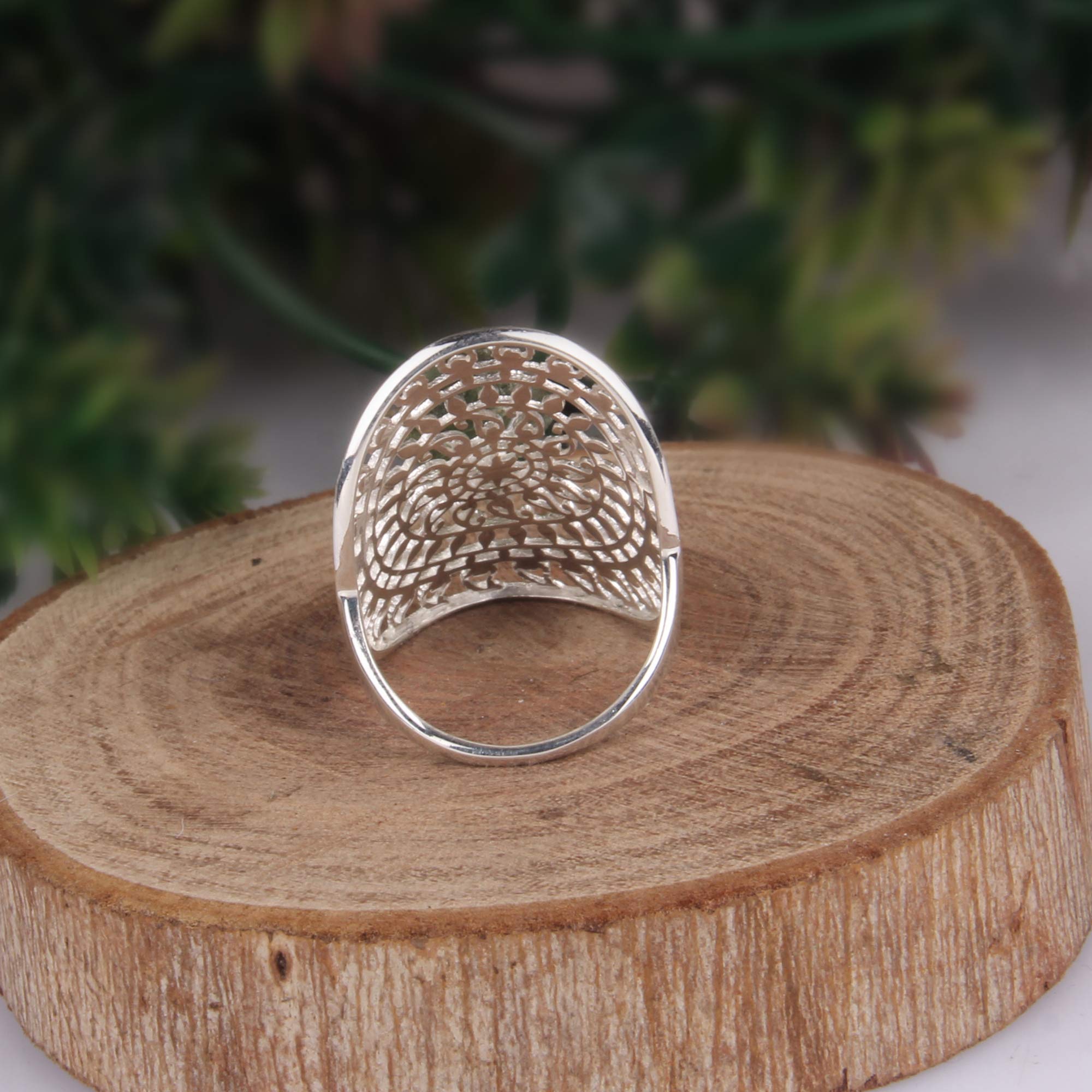 Genuine Raw Moldavite Ring - Natural Moldavite Gemstone & Sterling Silver Mandala Ring for Spiritual Healing & Meditation | Perfect for Energy Work, Chakra Balancing & Unique Jewelry Gifts