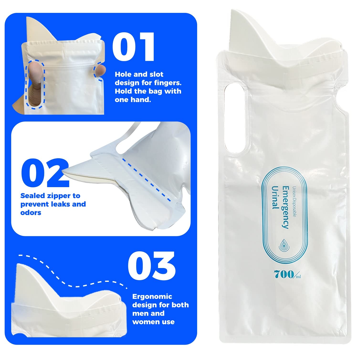 24 Pack Disposable Urine Bags 700ml - Travel Pee Bags for Men, Women & Kids - Portable Urinal for Camping, Traffic Jams, Road Trips & Emergency Use - Unisex & Leak-Proof Design
