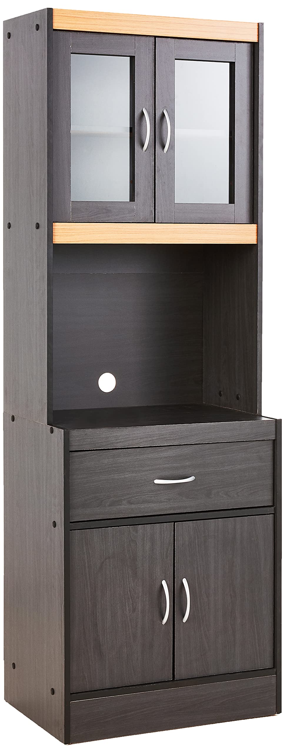 Hodedah Black Beech China Cabinet - Elegant Display Storage for Dining Room, Kitchen, or Living Room - Perfect for Showcasing Fine China, Glassware, and Collectibles