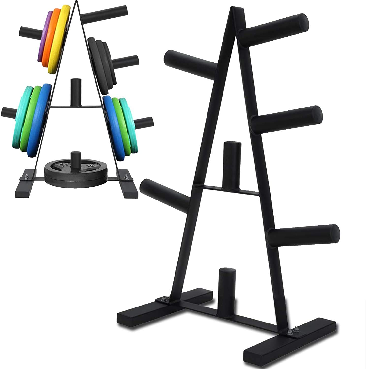 Mular Olympic Weight Plate Rack - Heavy Duty Dumbbell & Plate Storage Stand, Vertical Bar Holder for 2 Inch Plates - Perfect for Home Gym Organization and Space Saving Workout Equipment Storage
