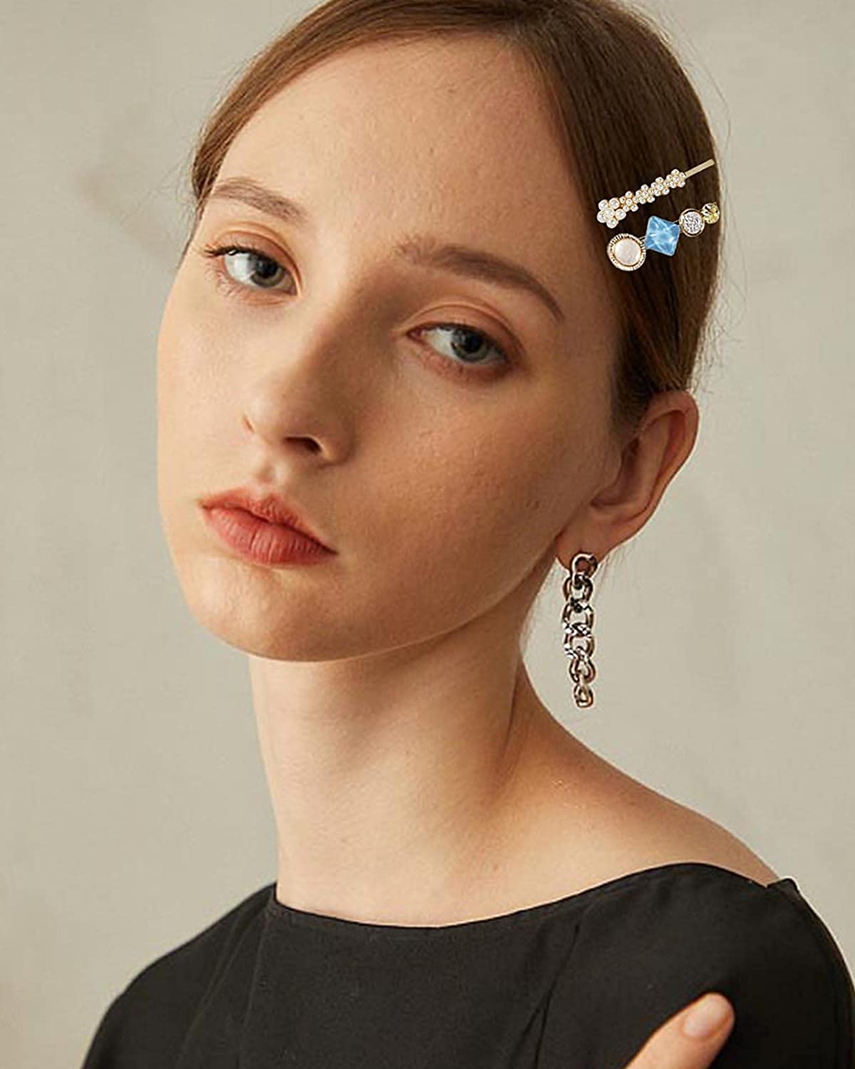 APSAMBR - Elegant Pearl Hair Barrettes Set for Women & Girls, Acrylic Resin Hair Clips with Bows, Bling Hairpins & Hair Ties - Perfect for Birthday, Valentine's Day Gifts & Special Occasions - Great for Weddings, Parties & Everyday Hair Accessories