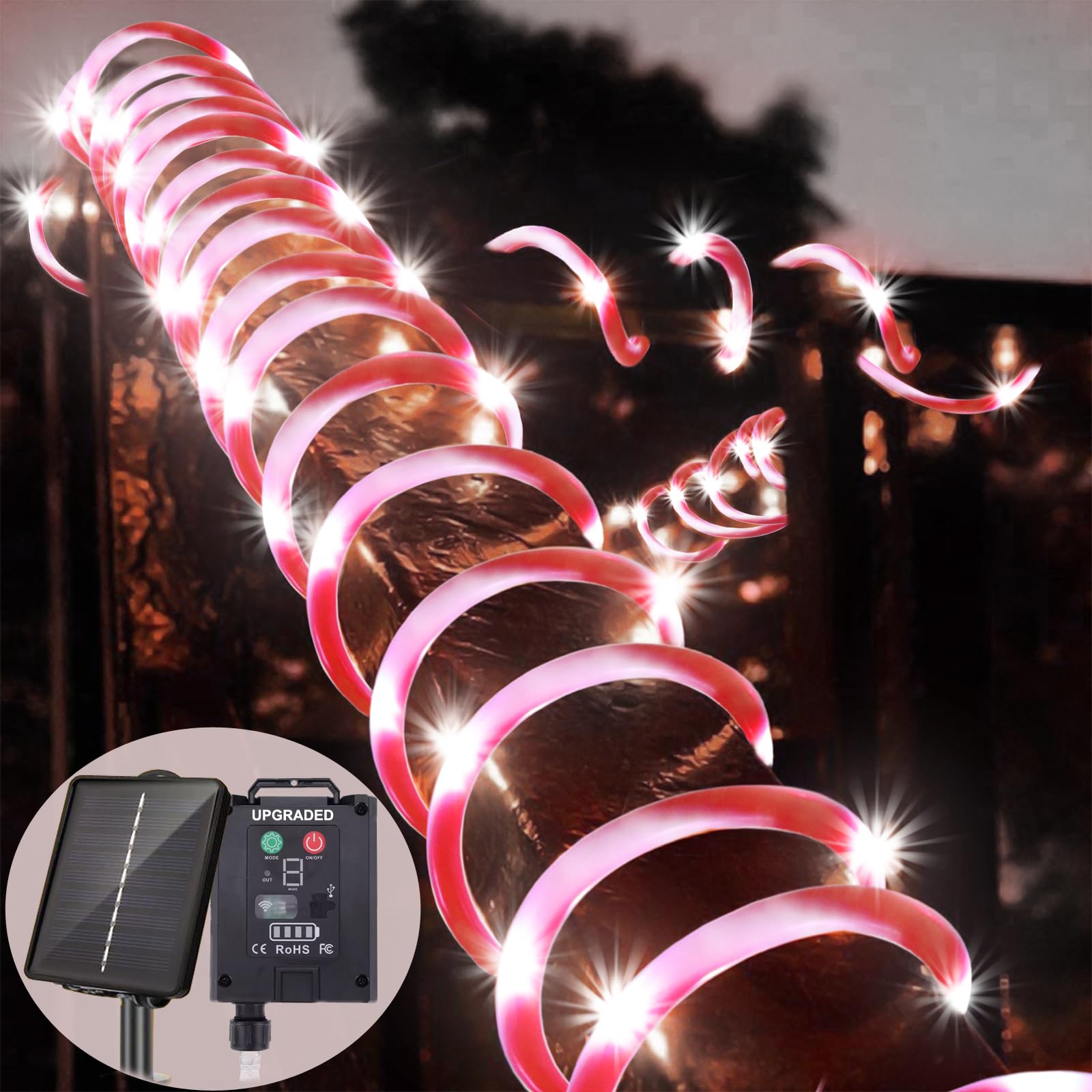 Upgraded 33ft 100 LED Solar Christmas Lights - Waterproof Outdoor String Lights for Holiday Decorations, Garden, Patio, Party & Fairy Lighting (Y-H-TY-TG) | Perfect for Christmas Tree, Yard, Fence, Roof & Window Decorations