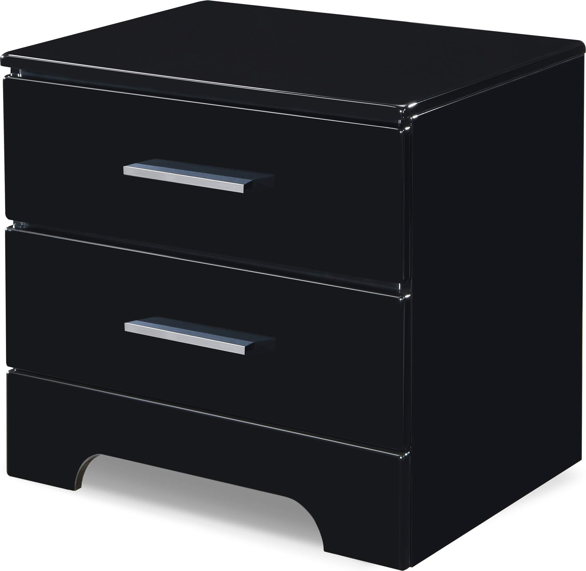 ClickDecor Hudson End Side Nightstand with 2 Drawers - Wooden Nightstand Table for Bedroom with Matte Chrome Handle - Black - Perfect for Small Spaces, Apartment Living & Guest Rooms