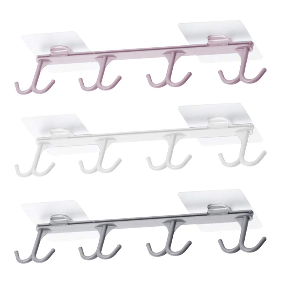 3-Pack Cabilock No-Hole Hanging Hooks - Heavy Duty Closet & Cabinet Organizer for Clothes, Coats, Towels - Space Saving Storage Solution for Bedroom, Bathroom & Entryway
