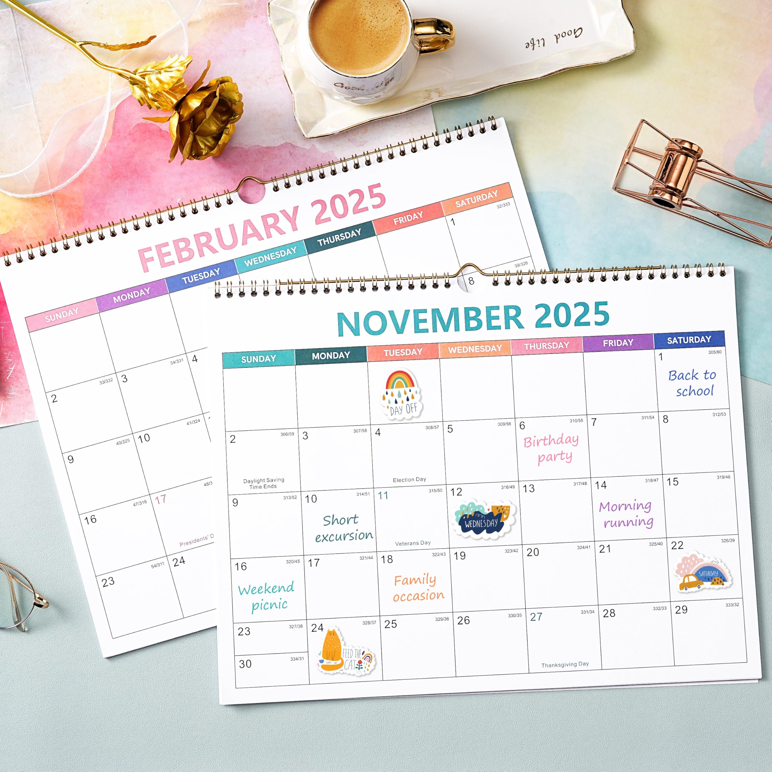 2025 Wall Calendar - Spiral Bound January to December 2025 with Premium Thick Paper, 14.5
