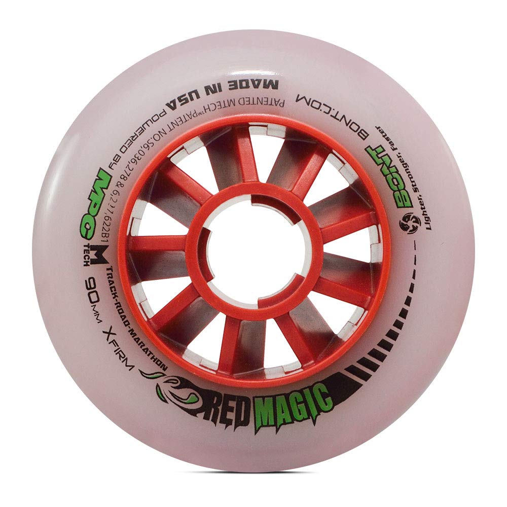 Bont Skates Red Magic Inline Speed Skate Wheels - High Performance 100mm Wheels for Road & Track Skating - Perfect for Competitive Racing & Outdoor Training