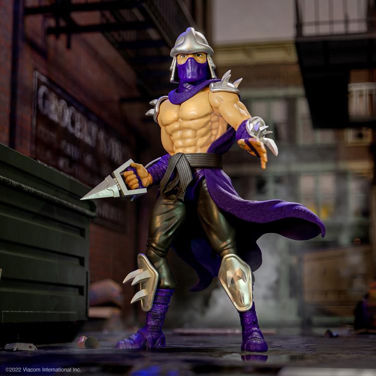 Super7 Teenage Mutant Ninja Turtles Ultimates! Shredder Action Figure (Cartoon Silver Armor) - Collectible TMNT Villain Toy for Display & Play - Perfect for Fans, Collectors & Nostalgic Gift Giving