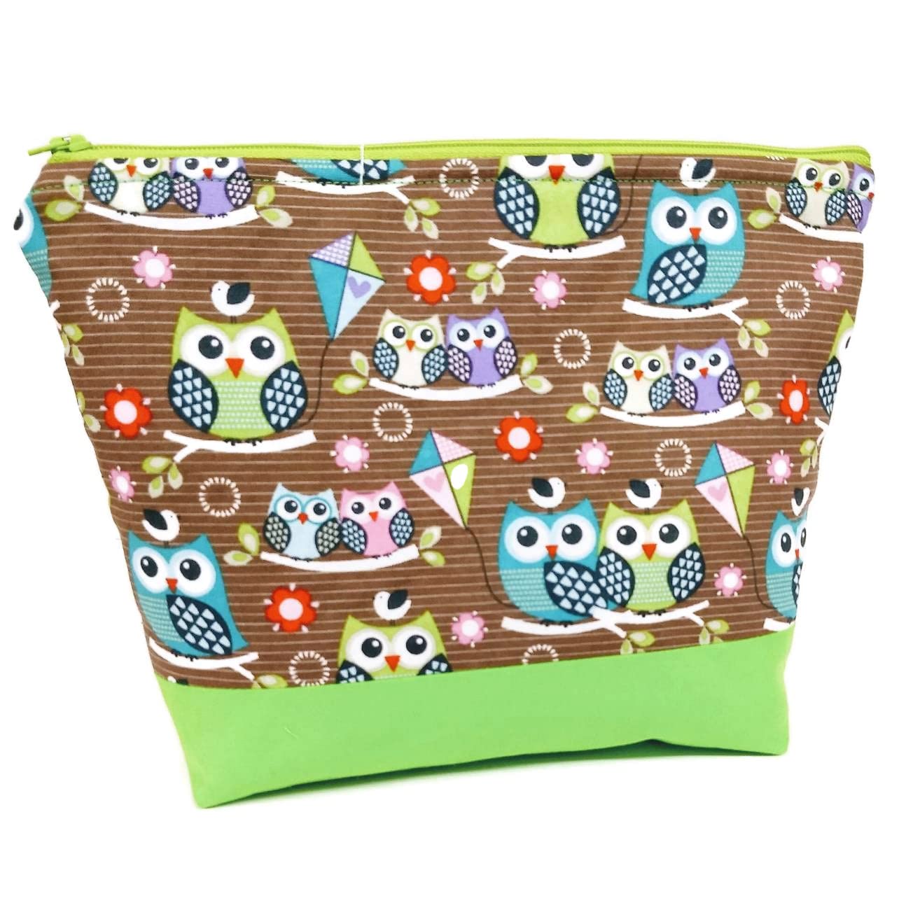 Stylish Multicolored Brown Owl Cosmetic Bag for Makeup & Travel | Cute & Durable Pouch for Toiletries, Jewelry & Accessories