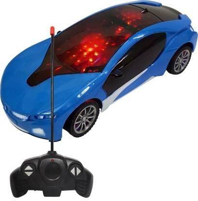 HK Toys 4-in-1 Remote Control Car with 3D LED Lights - Left/Right Steering, High Speed, Forward/Reverse - Wireless RC Toy for Boys & Kids - Perfect for Indoor Play, Birthday Gifts & Racing Fun (Color May Vary)
