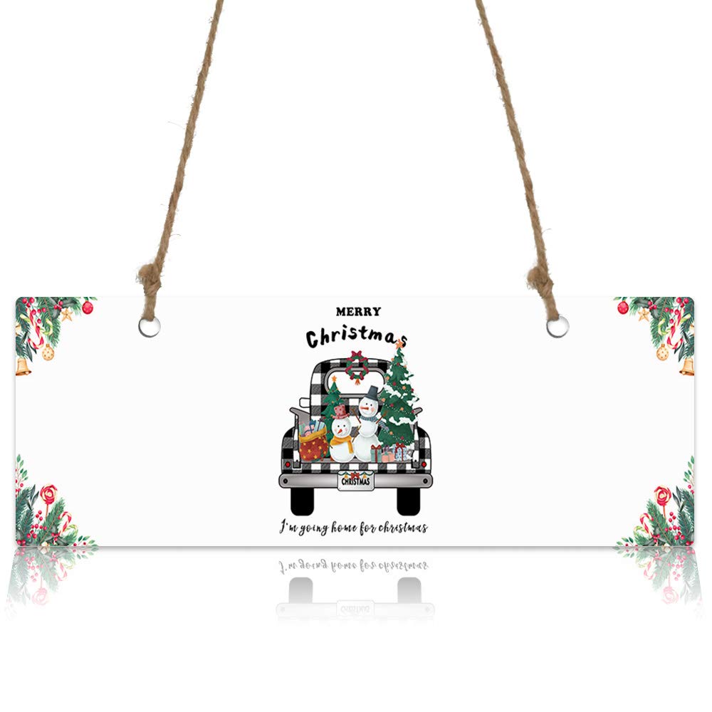 Christmas Plaid Car Wall Sign - Black & White Holiday Decor for Home