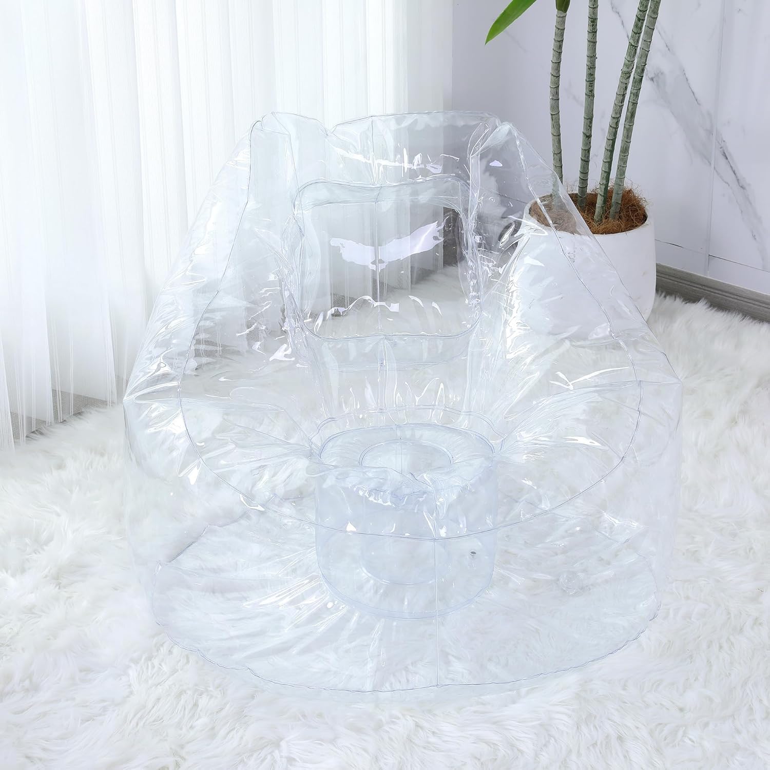 HOMBYS Clear Waterproof Bean Bag Chair Cover for Kids - Extra Large Stuffed Animal Storage Organizer with Zipper, Easy to Clean - Perfect for Playrooms, Bedrooms & Toy Organization