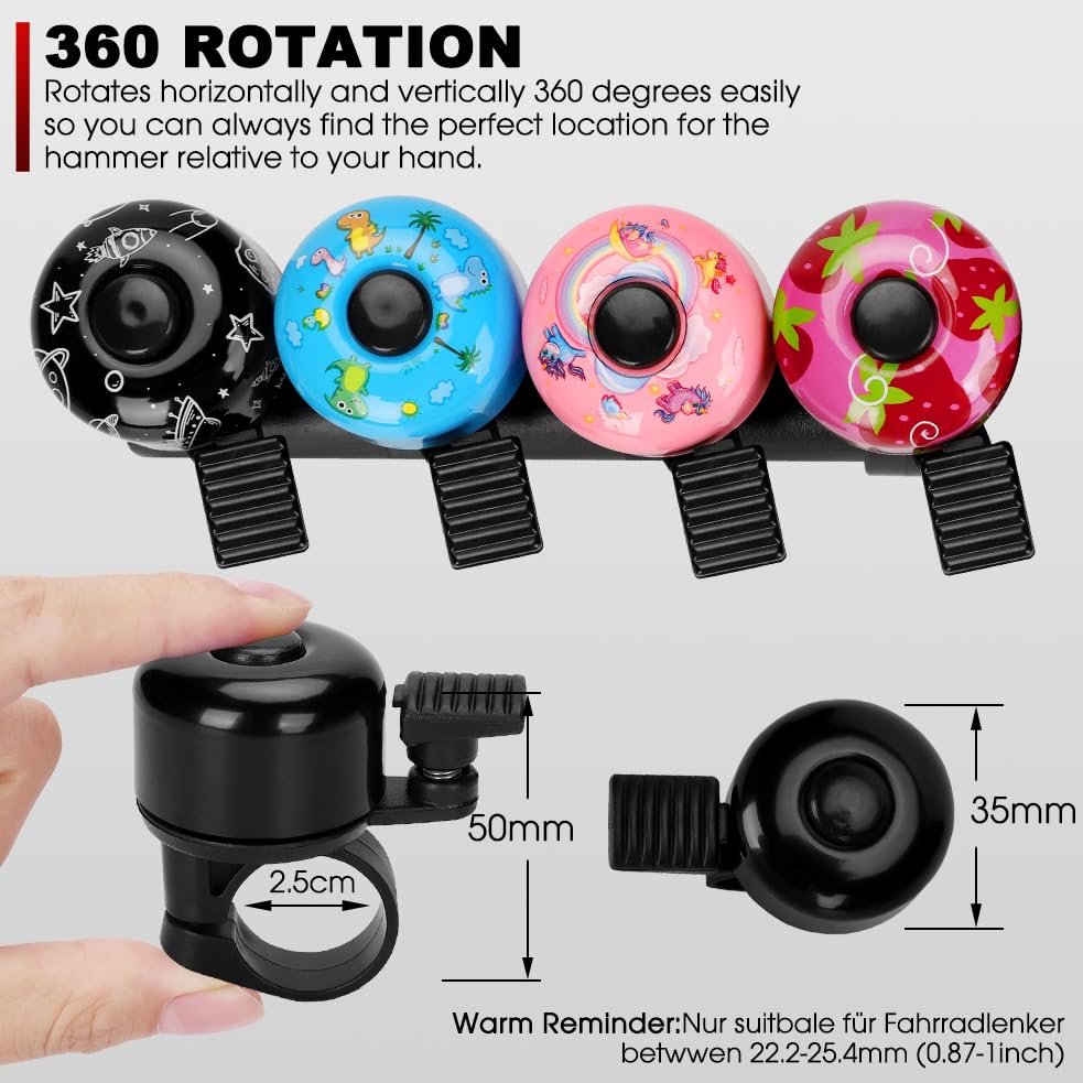 **120dB Loud Bike Bell for Kids & Adults - Classic Mini Bicycle Bell with Crisp Clear Sound - Durable Bike Accessories for MTB, BMX, City Bikes & Scooters - Perfect for Safety & Fun Riding**