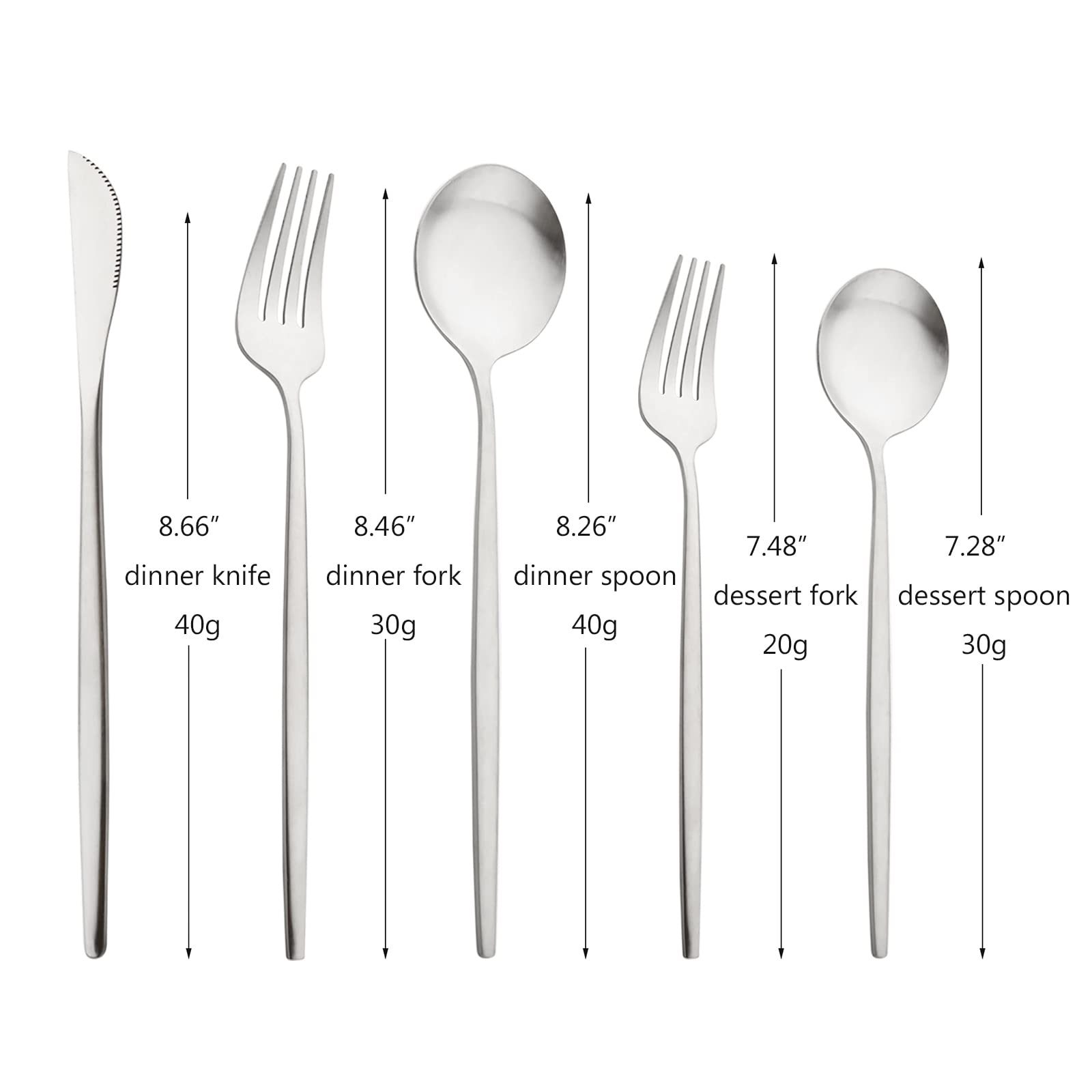 20-Piece Matte Silver Stainless Steel Flatware Set - Knife, Fork, Spoon & Salad Fork - Service for 4 - Durable Kitchen & Dining Utensils for Everyday Use, Dinner Parties, and Restaurant-Style Meals at Home