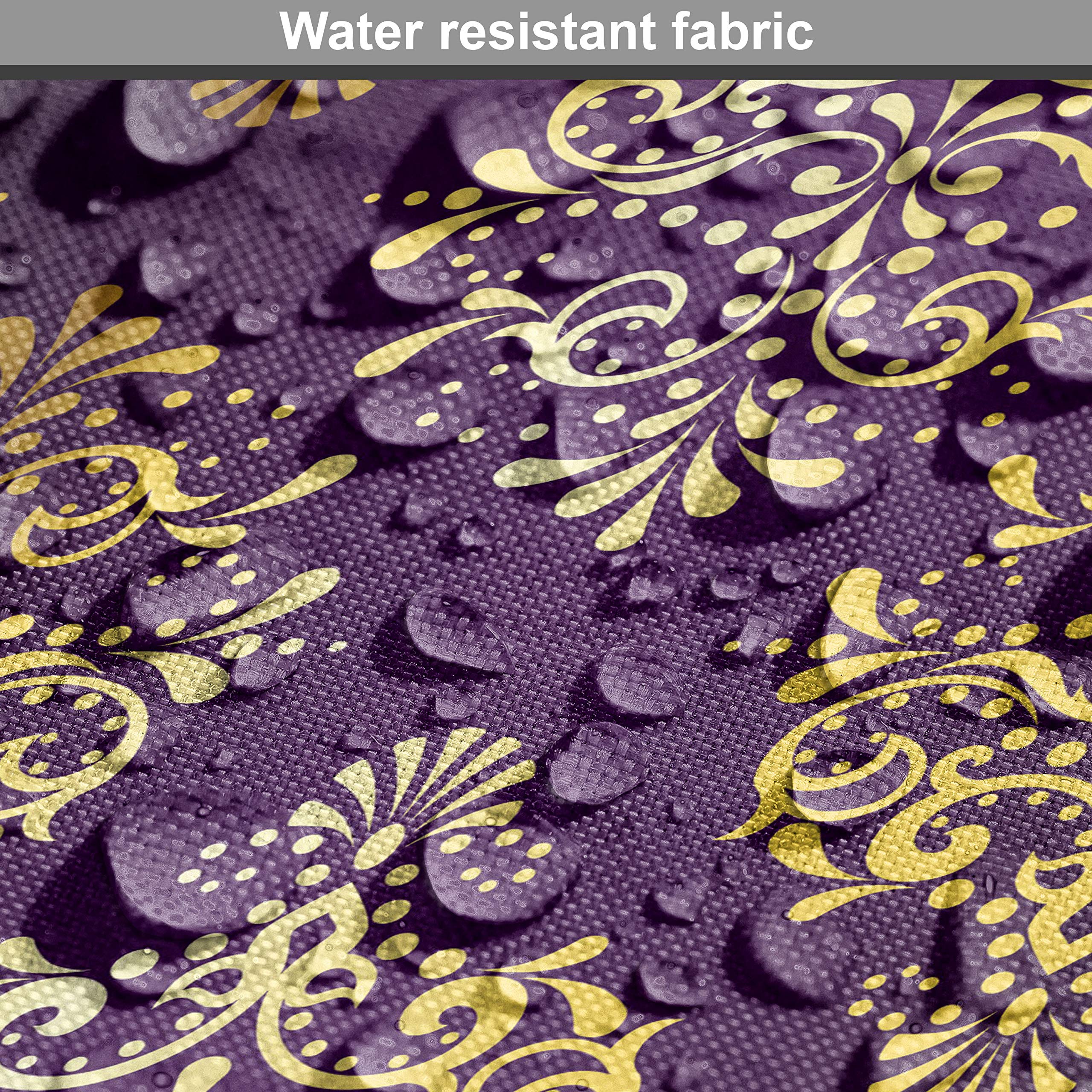 Ambesonne Yellow Damask Fabric - Oriental Leaf Print for Upholstery & Home Decor