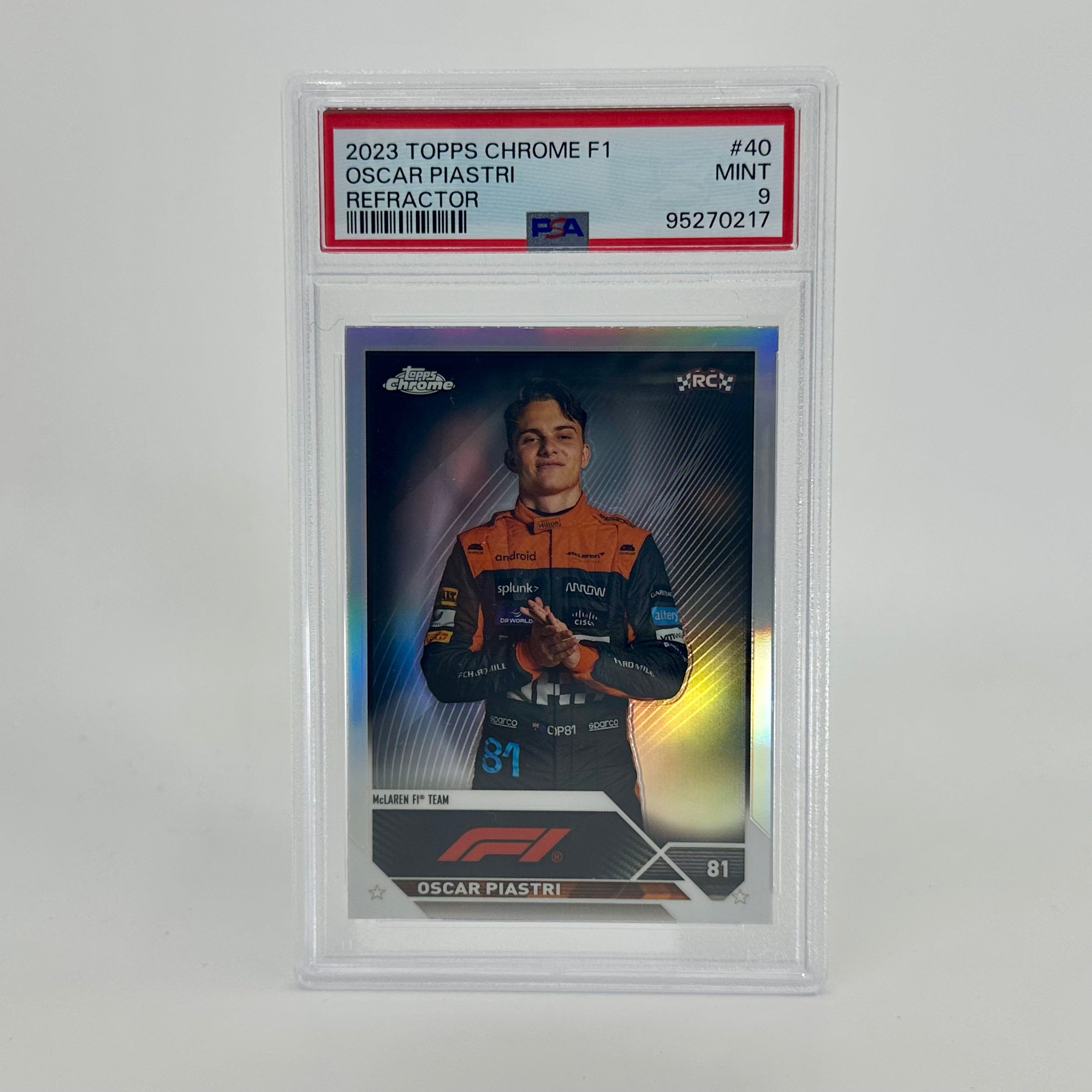 2023 Topps Chrome Oscar Piastri #40 Rookie Refractor Card PSA 9 - Collectible Trading Card for Sports Memorabilia & Investment - Perfect for Card Collectors, F1 Fans, and Gift Giving