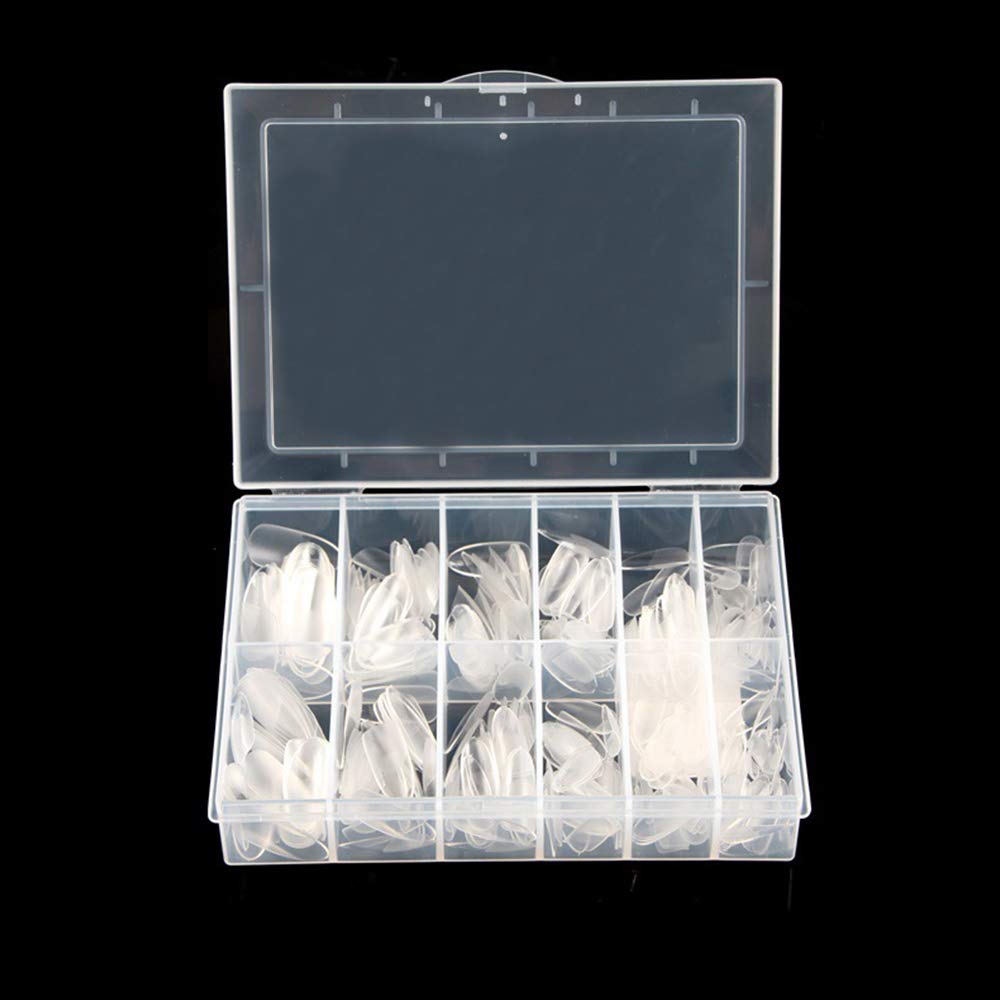 360PCS Full Cover False Nails - Transparent Matte Artificial Nails with French Tips - 12 Sizes Nail Kit for Manicure, Wedding, Party & Daily Wear