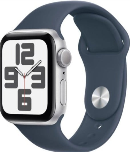 Apple Watch SE 2 (2023) 40mm GPS Smartwatch - Silver Aluminum Case with Storm Blue Sport Band (M/L Size) | MRE23LL/A | MRE23CL/A | Fitness Tracker, Heart Rate Monitor, Water Resistant for Running, Swimming & Daily Use