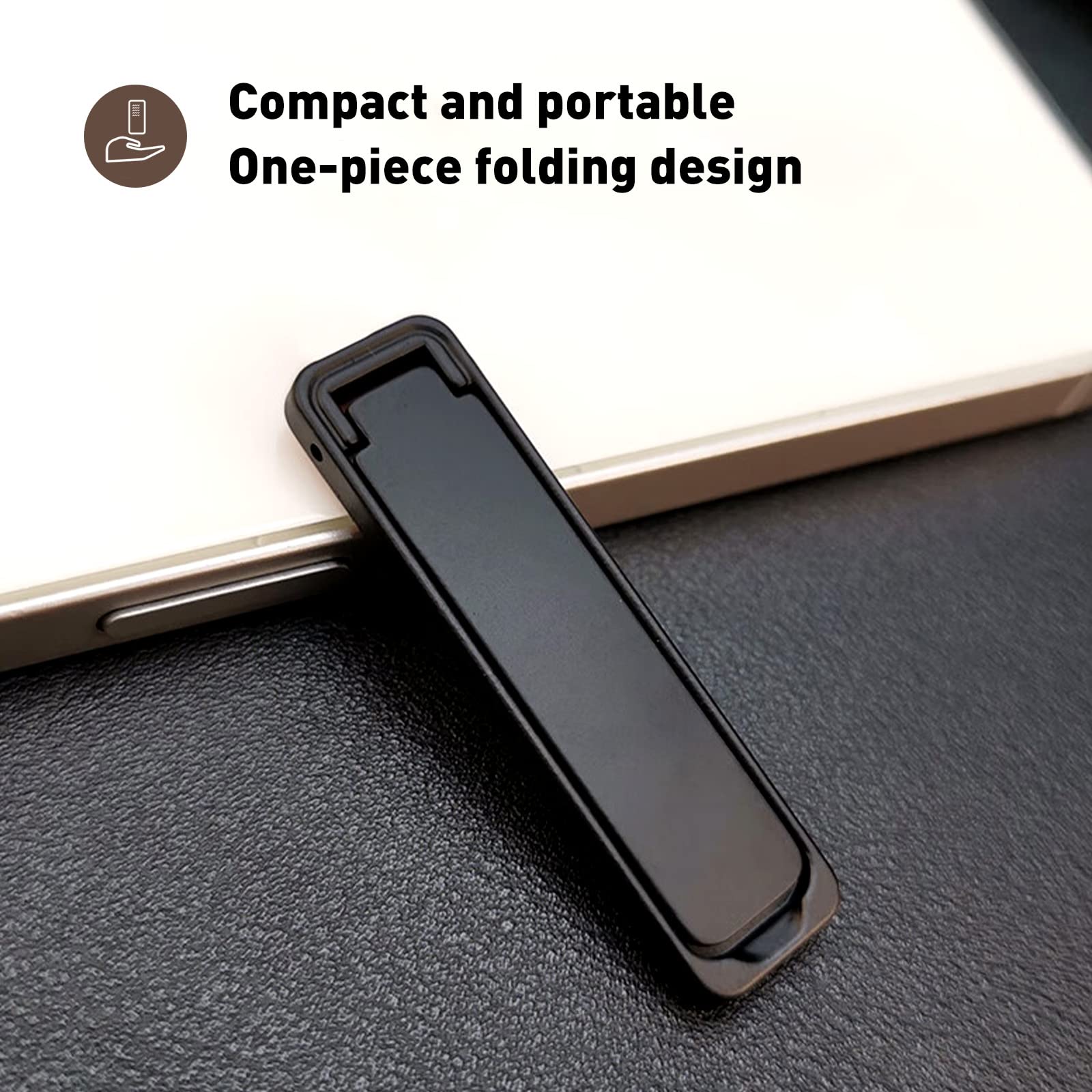 2 Pack Mini Phone Kickstand - Black Baking Paint Folding Invisible Metal Phone Stand Holder for Desk | Portable Cell Phone Stand for Watching Videos, Gaming & Video Calls