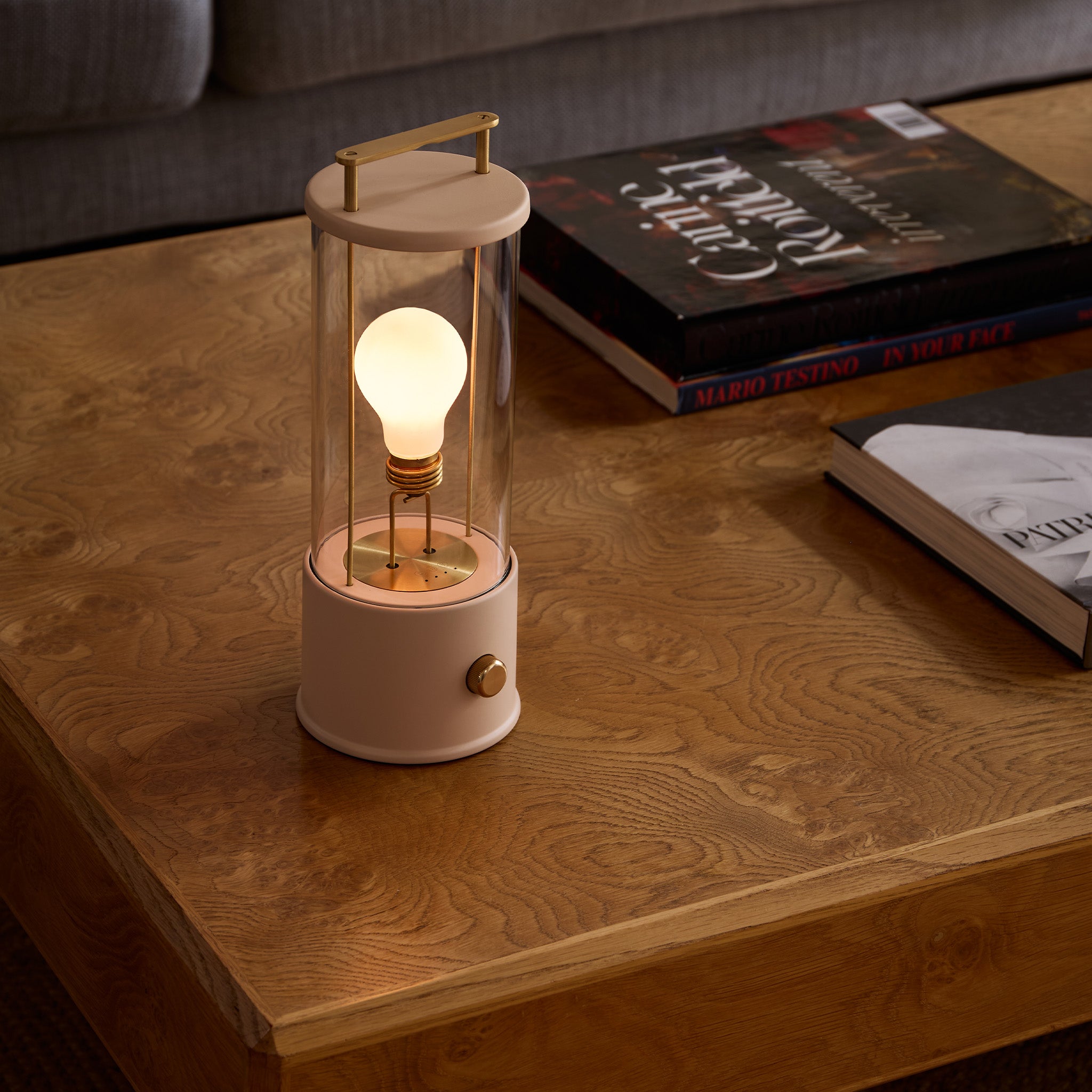 The Muse Portable Lamp - Rechargeable LED Night Light, Dimmable & Touch Control, Perfect for Bedroom, Nursery, Travel & Camping (Setting Plaster Pink)