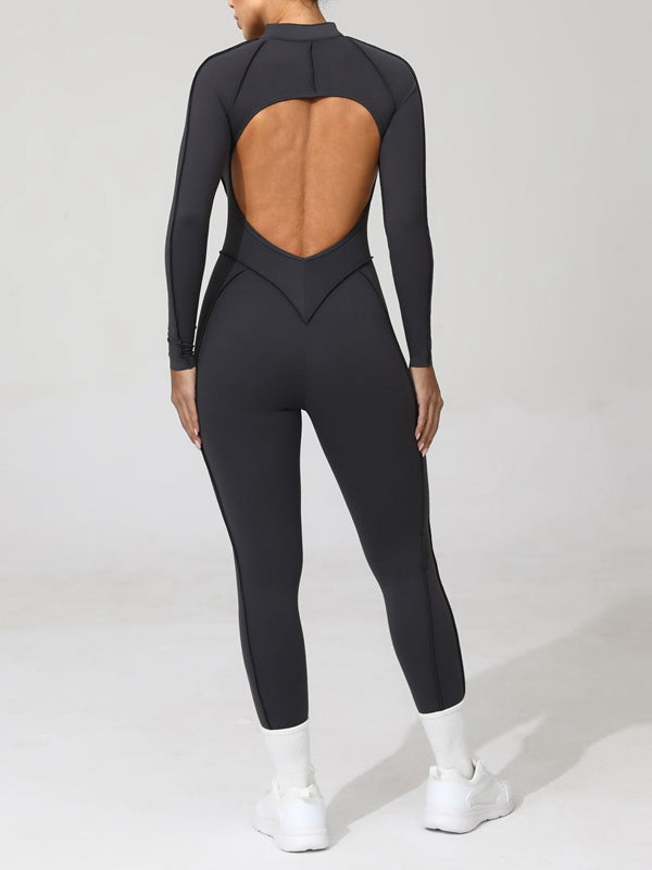 ZASUWA Women's Sexy Backless Zipper Scrunch Bum Jumpsuit - Stretchy Bodycon Romper for Clubwear, Night Out & Date Night