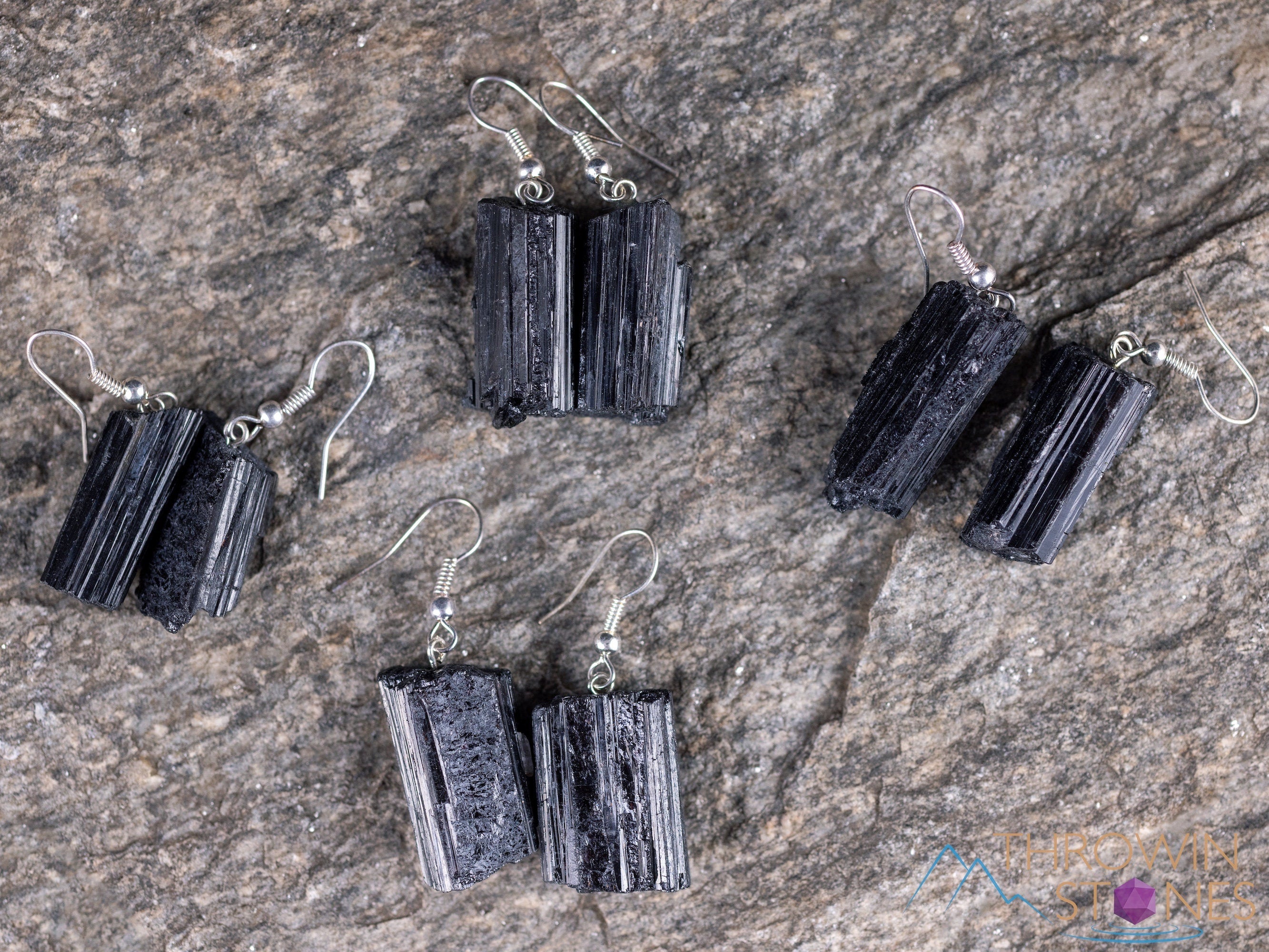 Raw Black Tourmaline Crystal Earrings | Natural Gemstone Dangle Earrings | Handmade Birthstone Jewelry | E2112 | Perfect for Healing, Meditation & Spiritual Gifts
