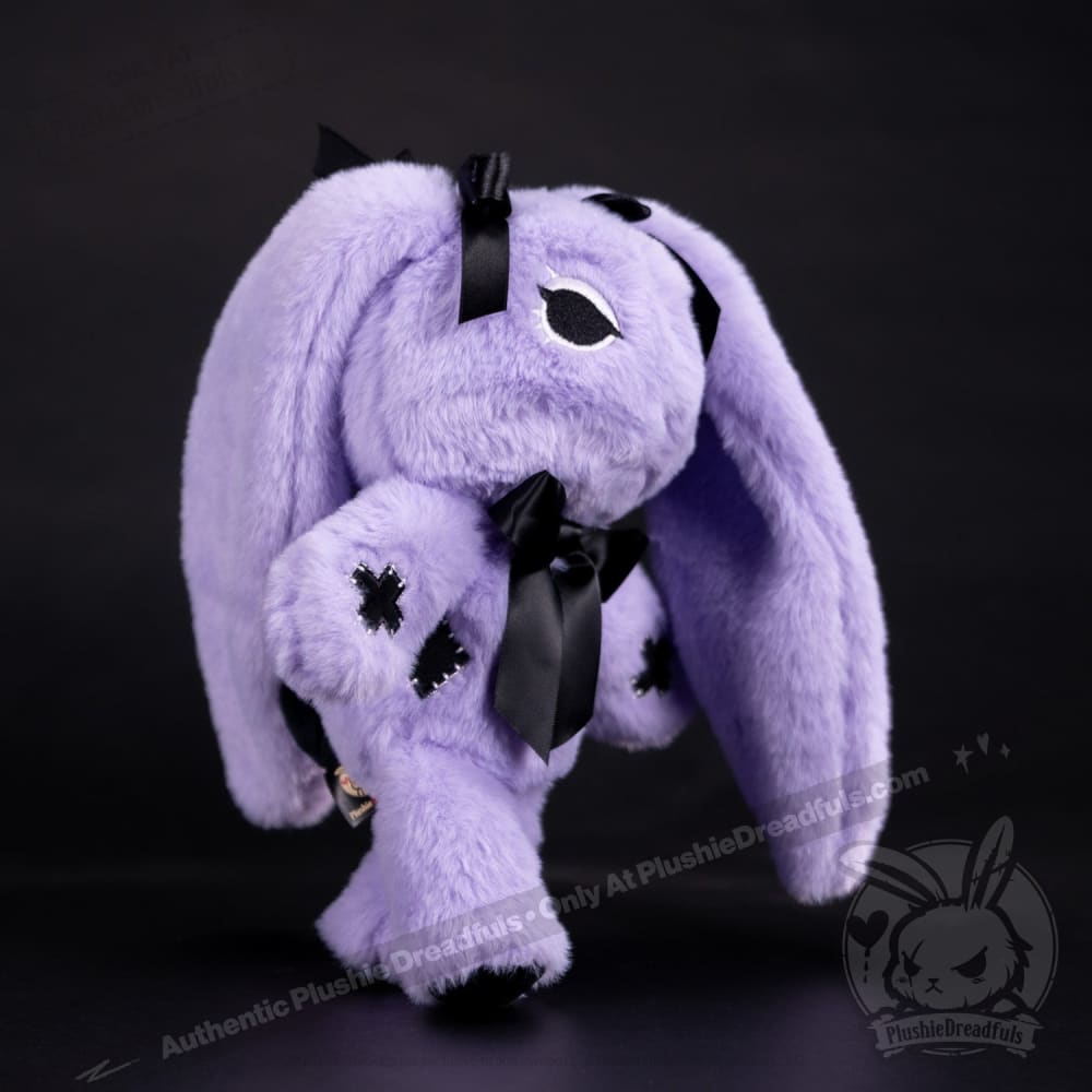 Goth Rabbit Plush Stuffed Animal - Soft Dark Aesthetic Plushie Dreadfuls for Gothic Decor, Bedroom Cuddling & Alternative Gift Ideas
