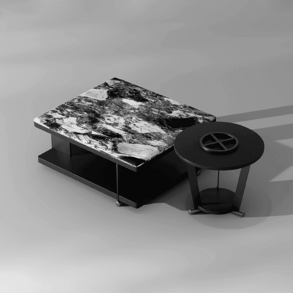Modern Nesting Coffee Table with Crystal Tech Stone Top - Stylish & Durable Living Room Furniture for Small Spaces, Home Decor, and Entertainment Areas