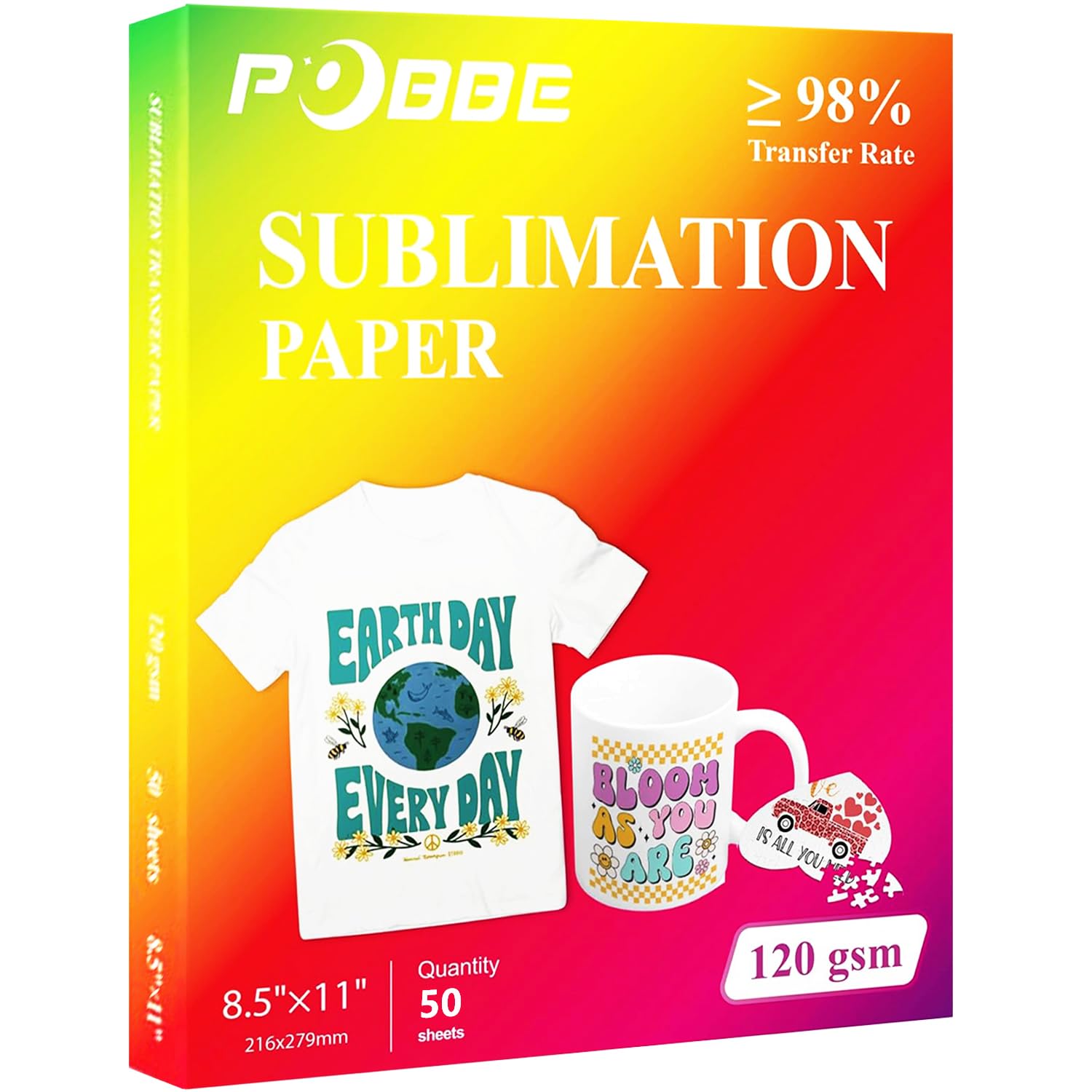 Premium Sublimation Paper 8.5x11 Inch - 50 Sheets High-Quality Transfer Paper for Sublimation Printers & Ink - Perfect for T-Shirts, Mugs, Tumblers, Phone Cases & DIY Crafts - Great for Home Business, Personalized Gifts & Custom Apparel Projects