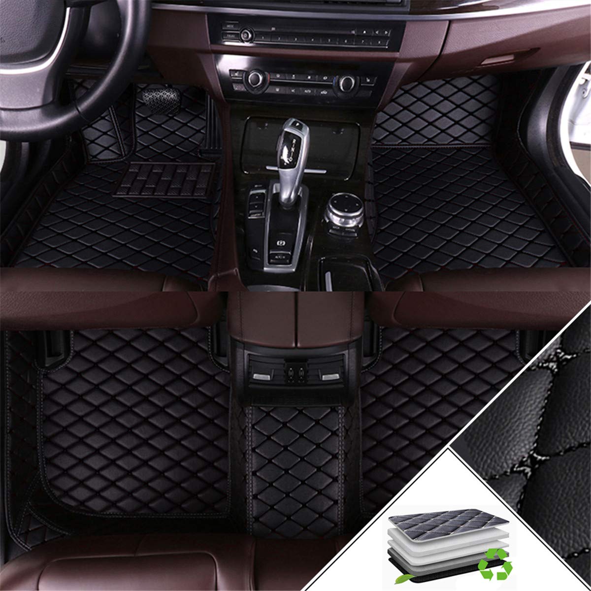**Custom Fit All-Weather Floor Mats for Acura MDX 2007-2013 - Non-Slip Luxury Leather Car Liners - Full Coverage Protection (Black) - Perfect for Daily Commute, Road Trips & Off-Road Adventures**